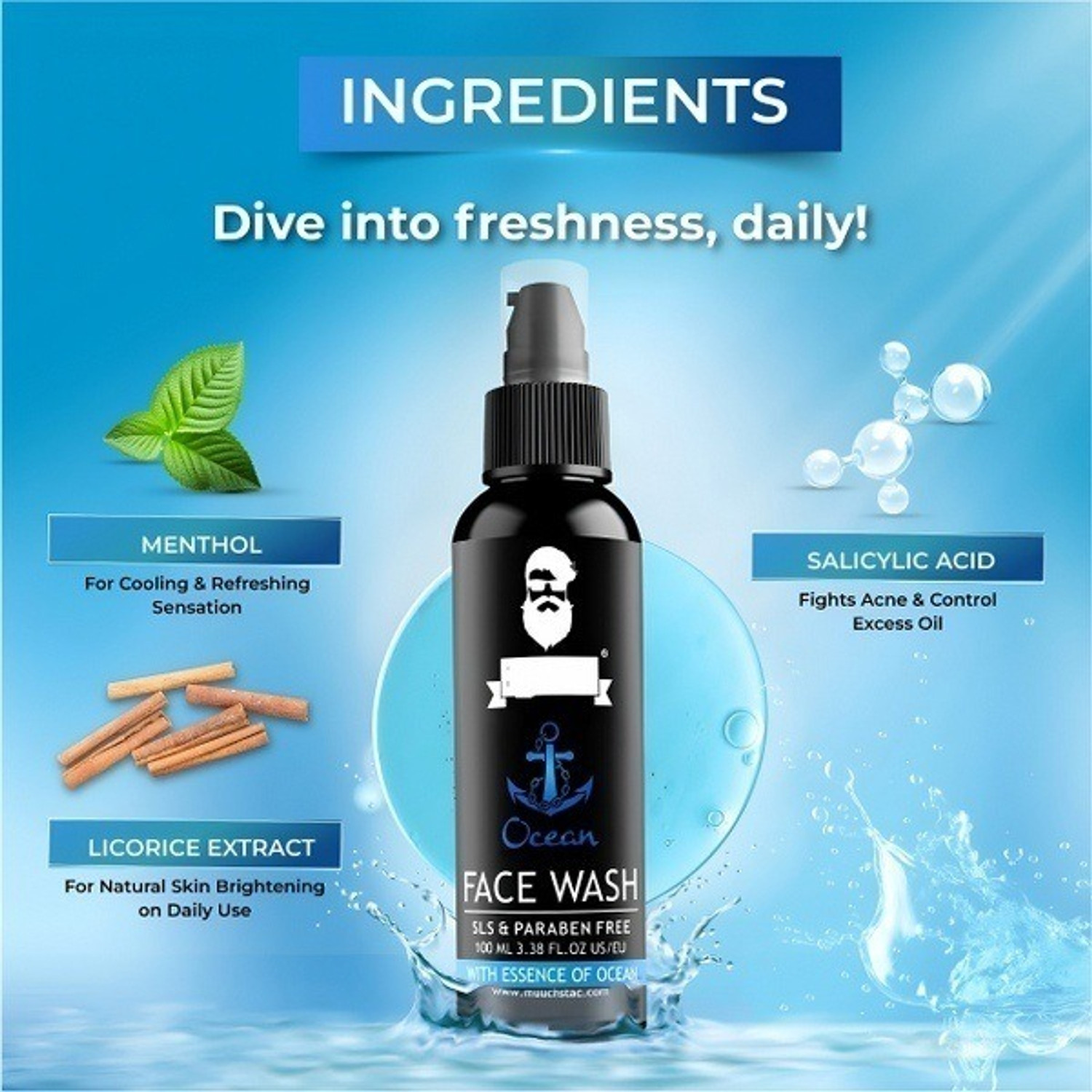 Image of kHUDAt Ocean Men for Fresh Skin Protection Face Wash