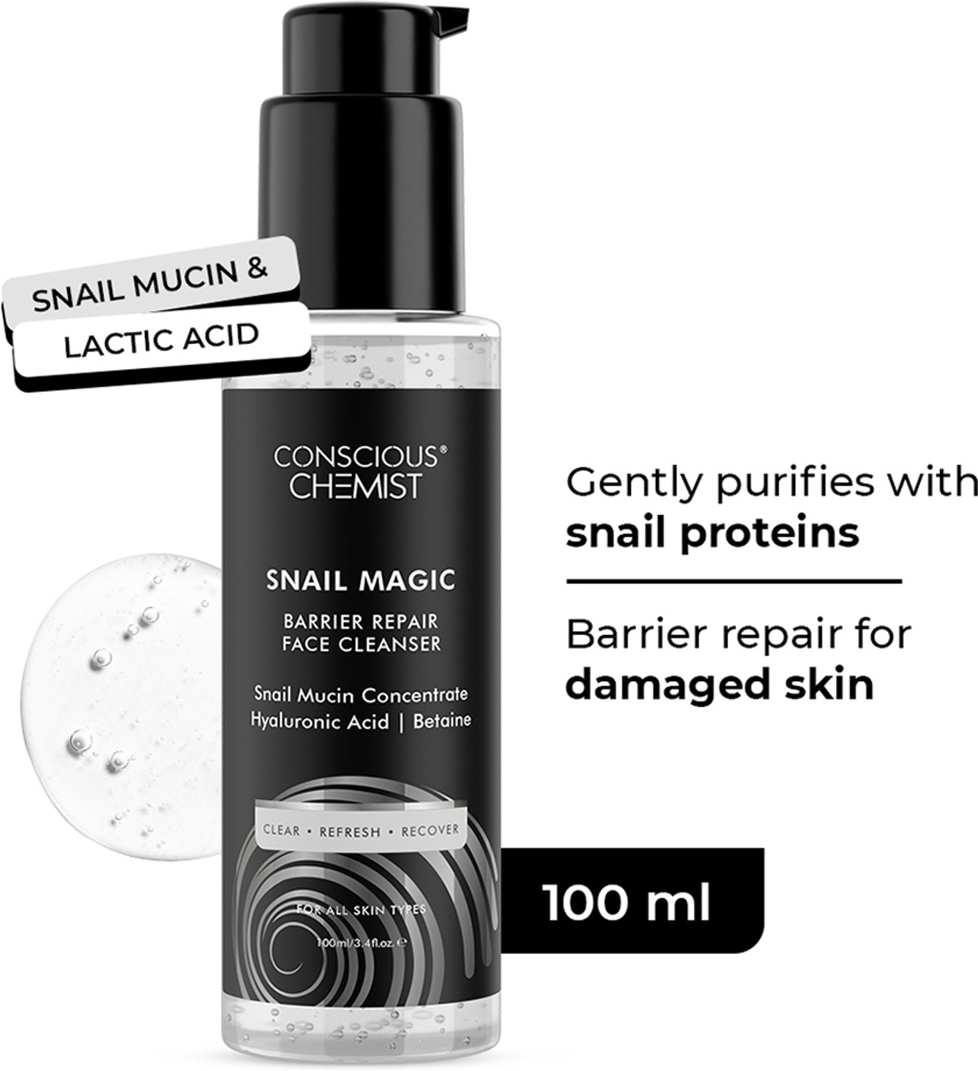 Image of Conscious Chemist Snail Mucin Cleanser | Barrier Repair | Hydrating | Hyaluronic Acid Face Wash