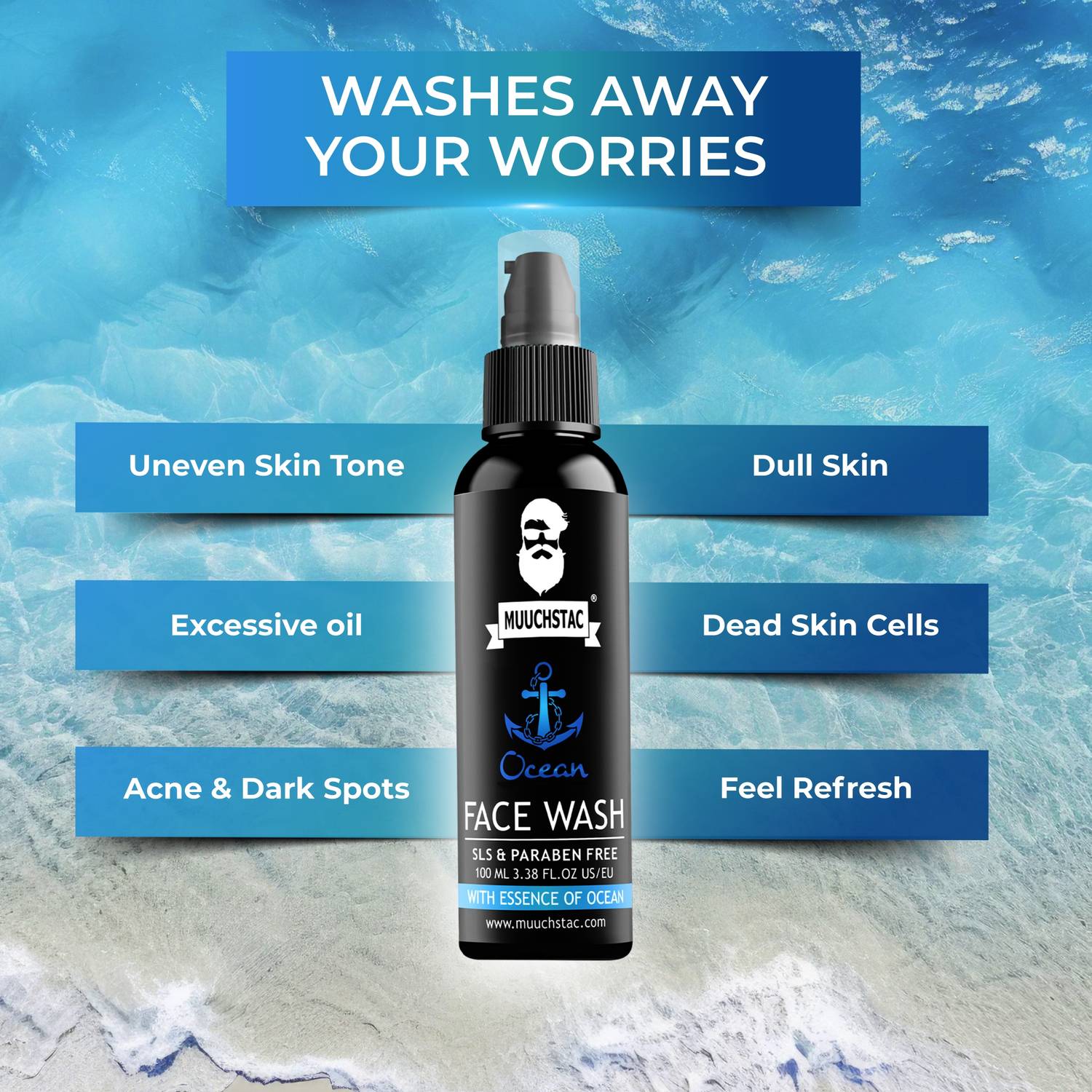 MUUCHSTAC Ocean for Men Face Wash 200ml - Image 4