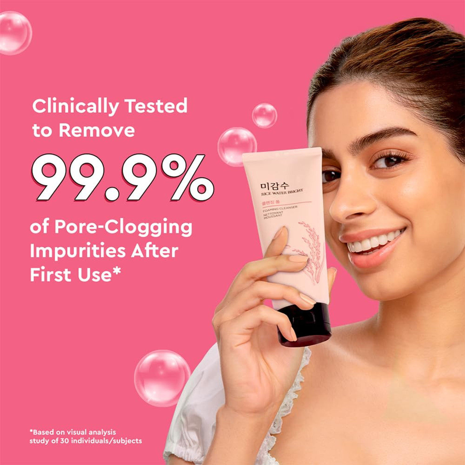 Image of Vagons Rice Water Bright Foaming Cleanser | Deep Cleansing with Rice Extracts | Brightening & Hydrating Formula | Gentle Foam Cleanser for All Skin Types | 100 ml Face Wash