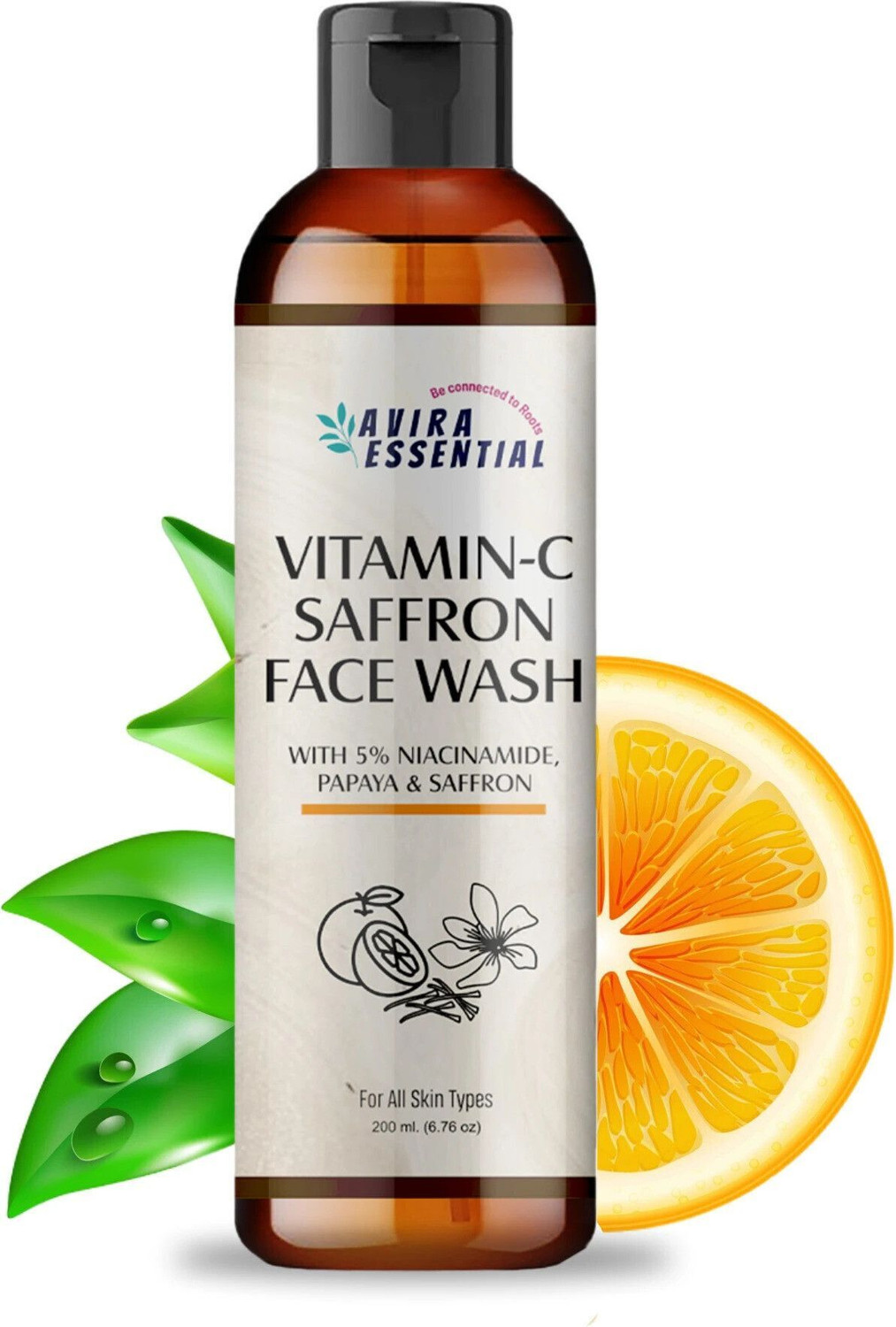 Image of Avira Essential Vitamin C Saffron Cleanser 5% Niacinamide| Skin Brightening, Glow & Tan Removal Face Wash