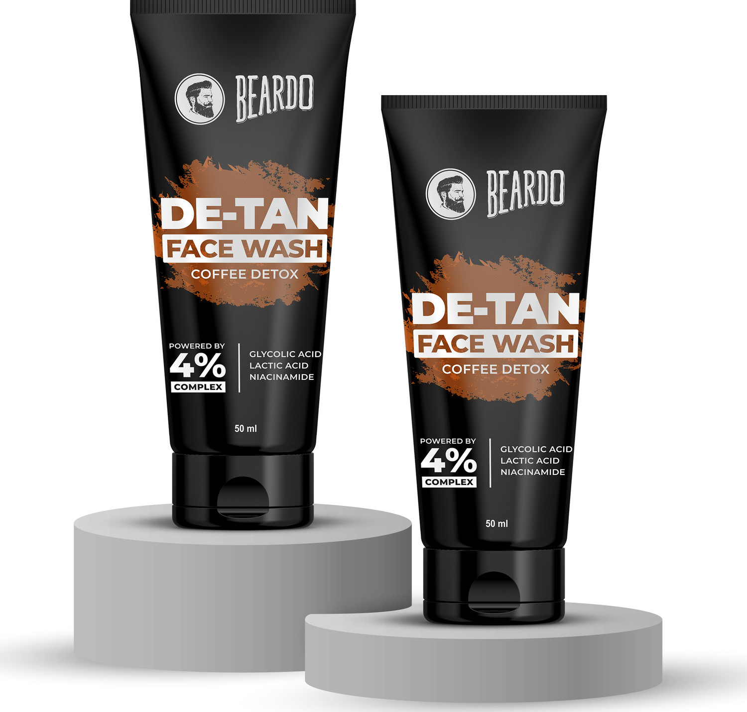 Image of BEARDO De-Tan Glycolic & Latic Acid, Niacinamide & Coffee Tan removal Exfoliates Men (Pack of 2) Face Wash