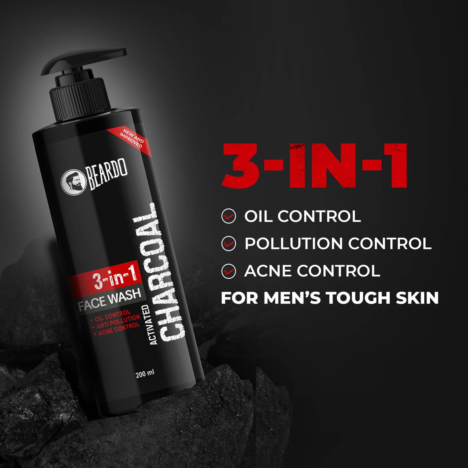 BEARDO Activated Charcoal Face Wash, 200ml - Image 4