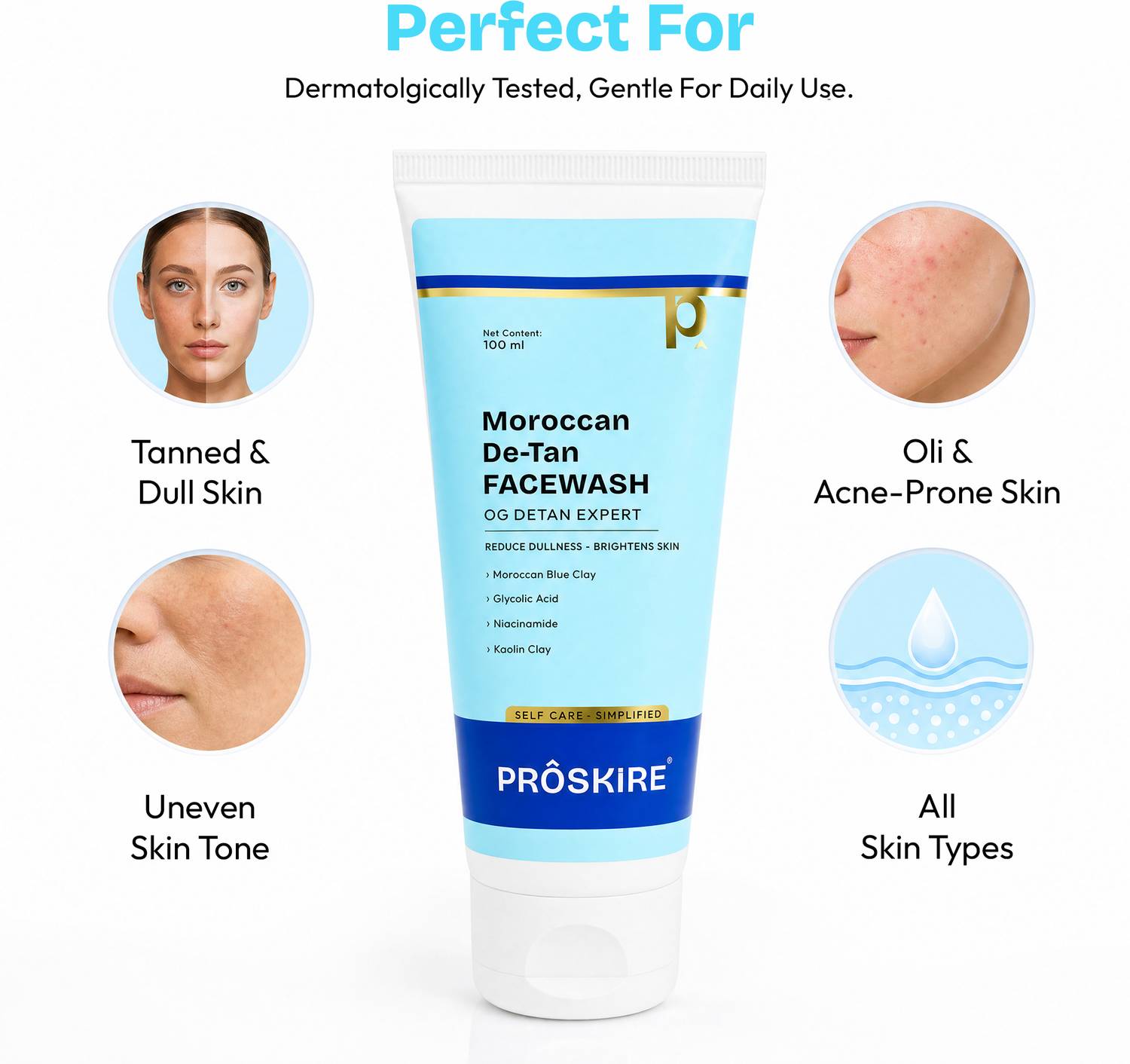 Proskire Moroccan De-Tan Face Wash with Blue Clay - Image 5