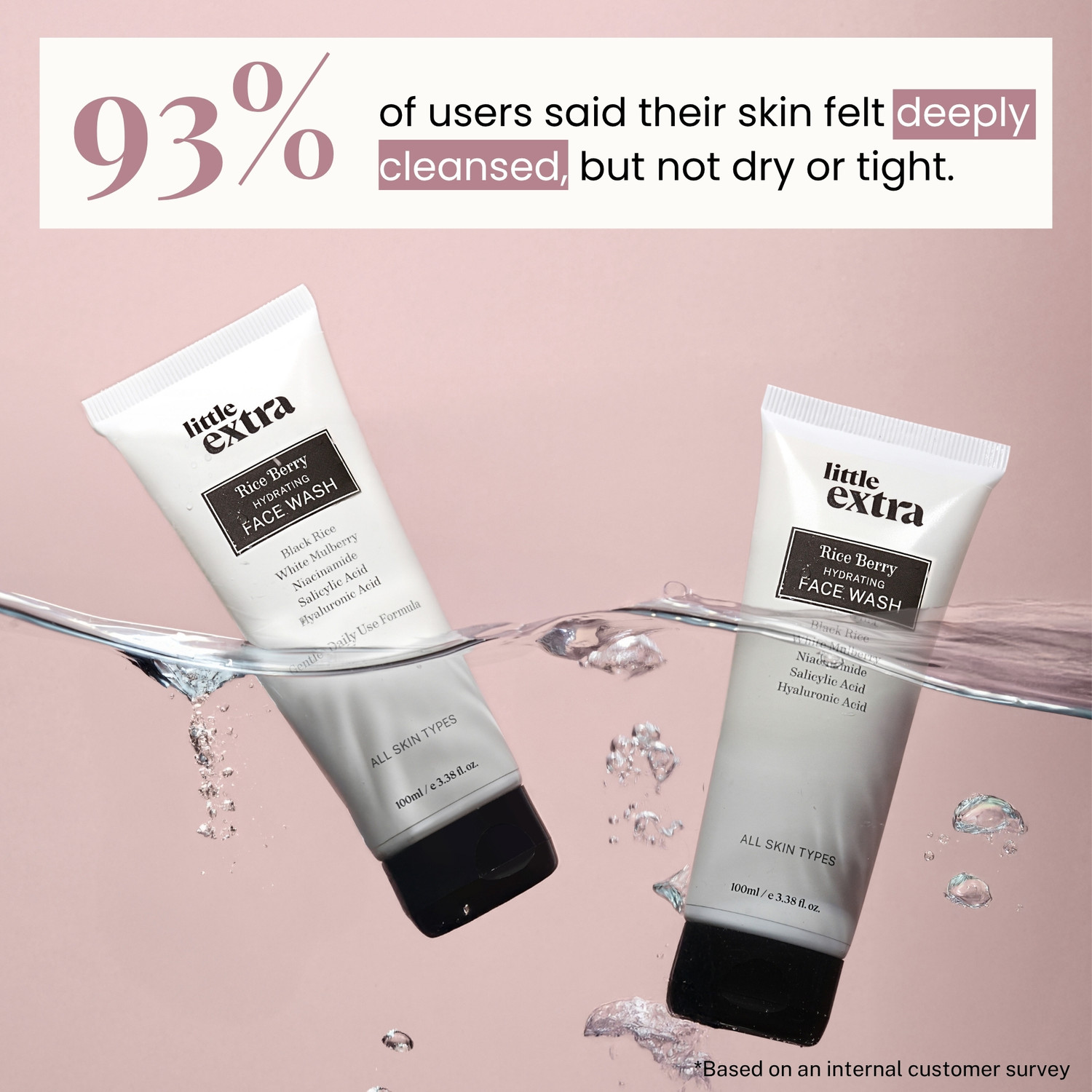 Image of Little Extra Rice Berry for Bright Glowing Skin, Daily Use, Mild and Gentle, Hyaluronic Acid, Salicylic Acid, Niacinamide, Sulfate-Free, Men & Women - All Skin Types Face Wash
