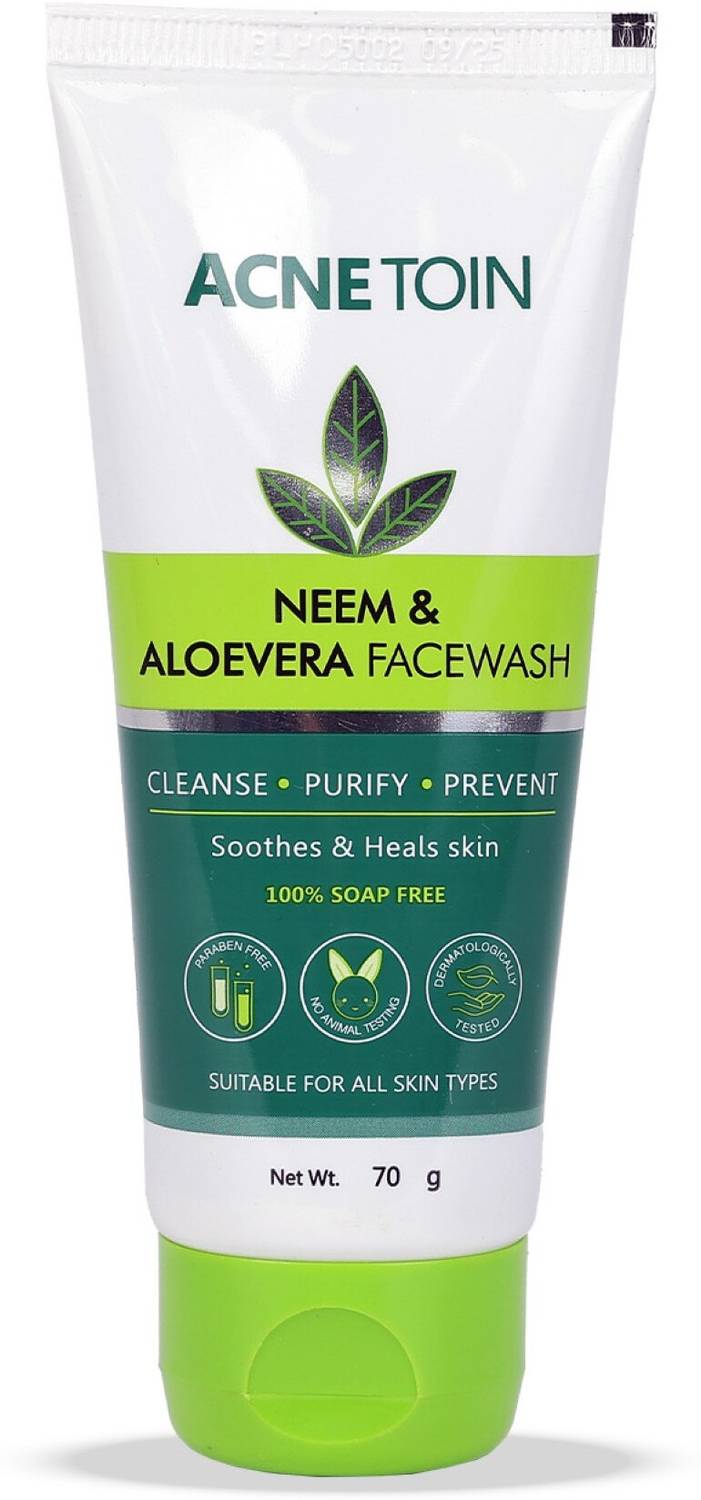 ACNETOIN Neem & Aloevera Facewash for Acne- Free, Daily Cleanse, Smooth & Nourished Skin Face Wash