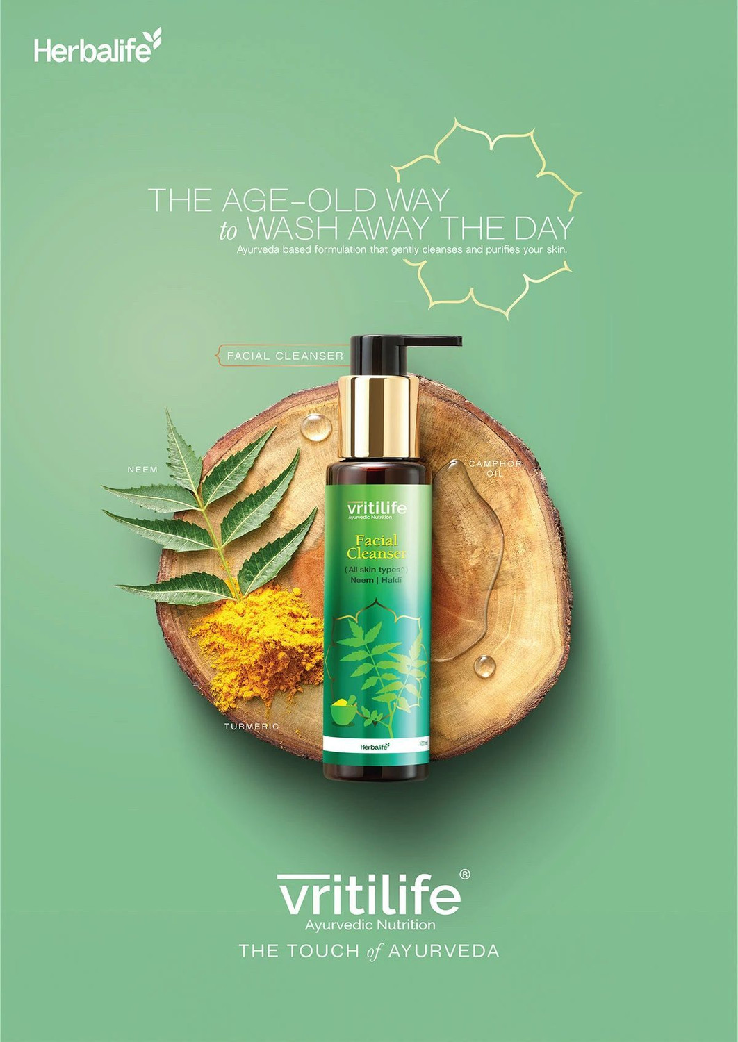 Image of Vritilife Herbalife Facial Cleanser Neem & Turmeric, All Skin Types Face Wash