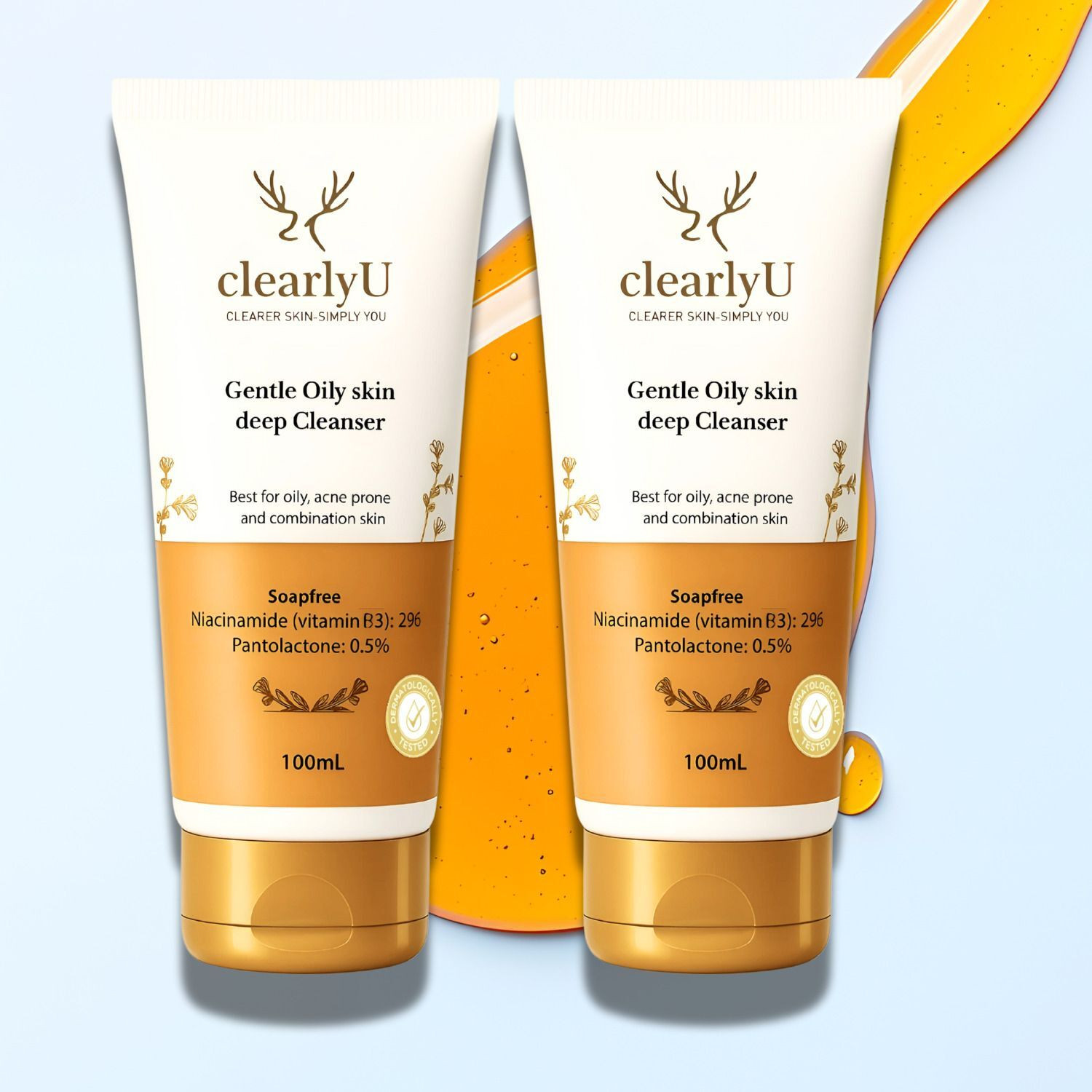 Image of clearlyU Deep Oil-Control | Soap-Free, Niacinamide & Panthenol Enriched | For Acne & Sensitive Skin, 200 ml Face Wash