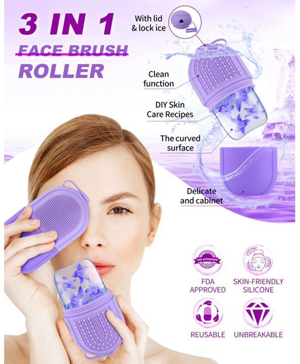 Image of kroywen Facial Ice Bath, Collapsible Bowl for Face Ice Bath with Built-in Icetray Face Wash