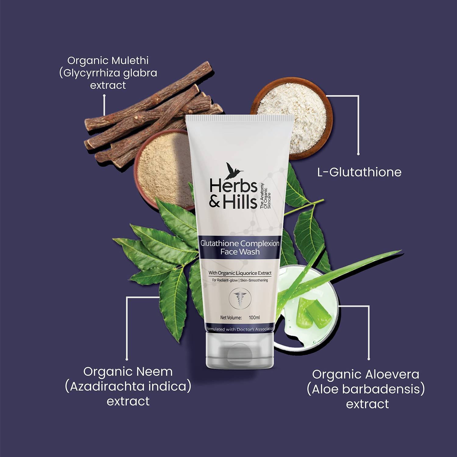 Herbs & hills Glutathione Complexion 100ml Face Wash