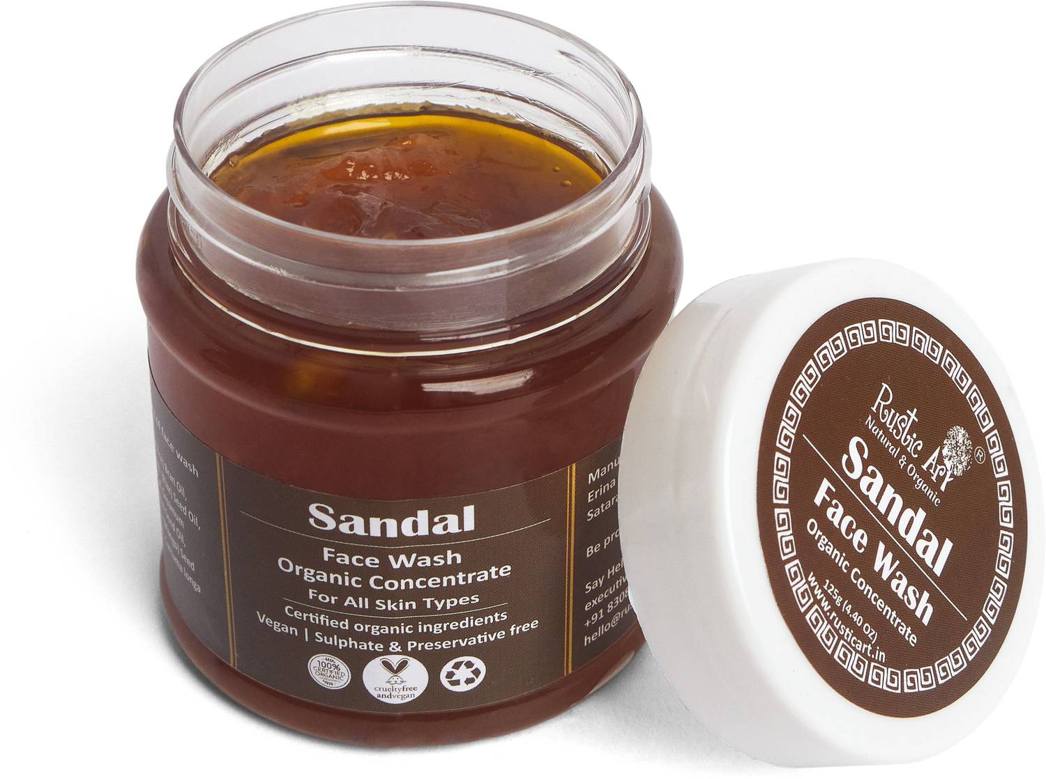 RUSTIC ART Organic Sandal Concentrate|Tan Free Glowing Skin| SLS Free Face Wash
