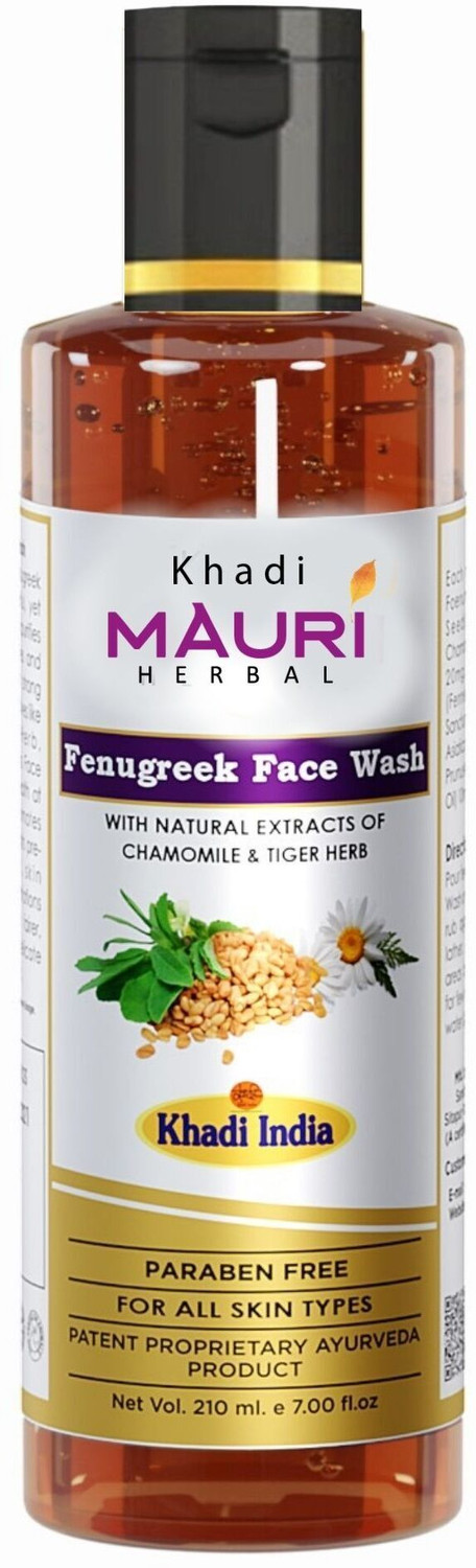 Image of Khadi Mauri Herbal Fenugreek (Methi) - Anti Pigmentation & Deep Cleansing - Herbal & Ayurvedic - 210 ml Face Wash