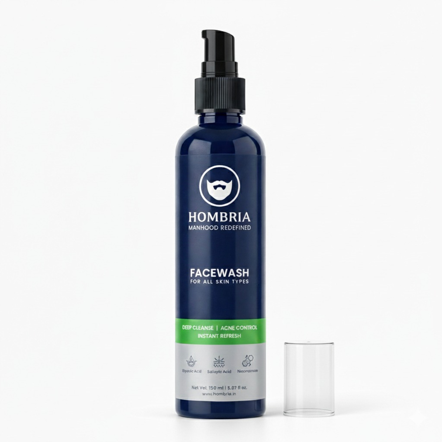 Image of HOMBRIA Facewash for Men, Anti Acne & Pimple, Pore Cleanse, Brightening, All Skin Types Face Wash