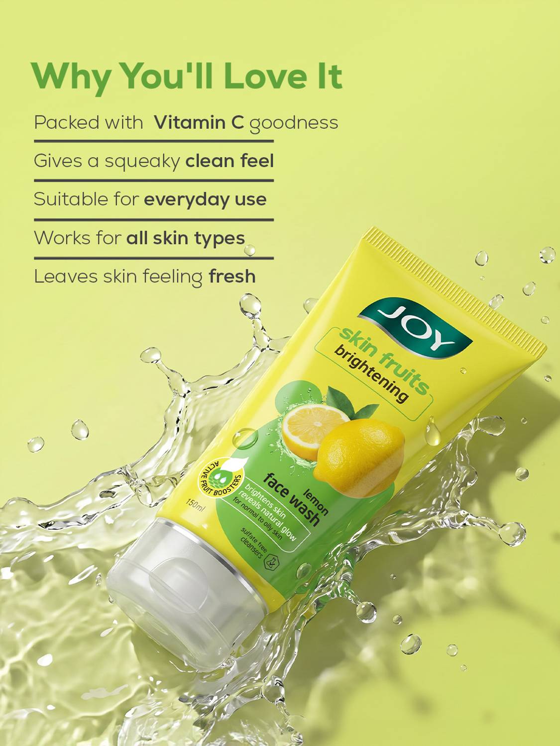 Joy Skin Fruits Brightening Lemon Face Wash 200 ml - Image 4