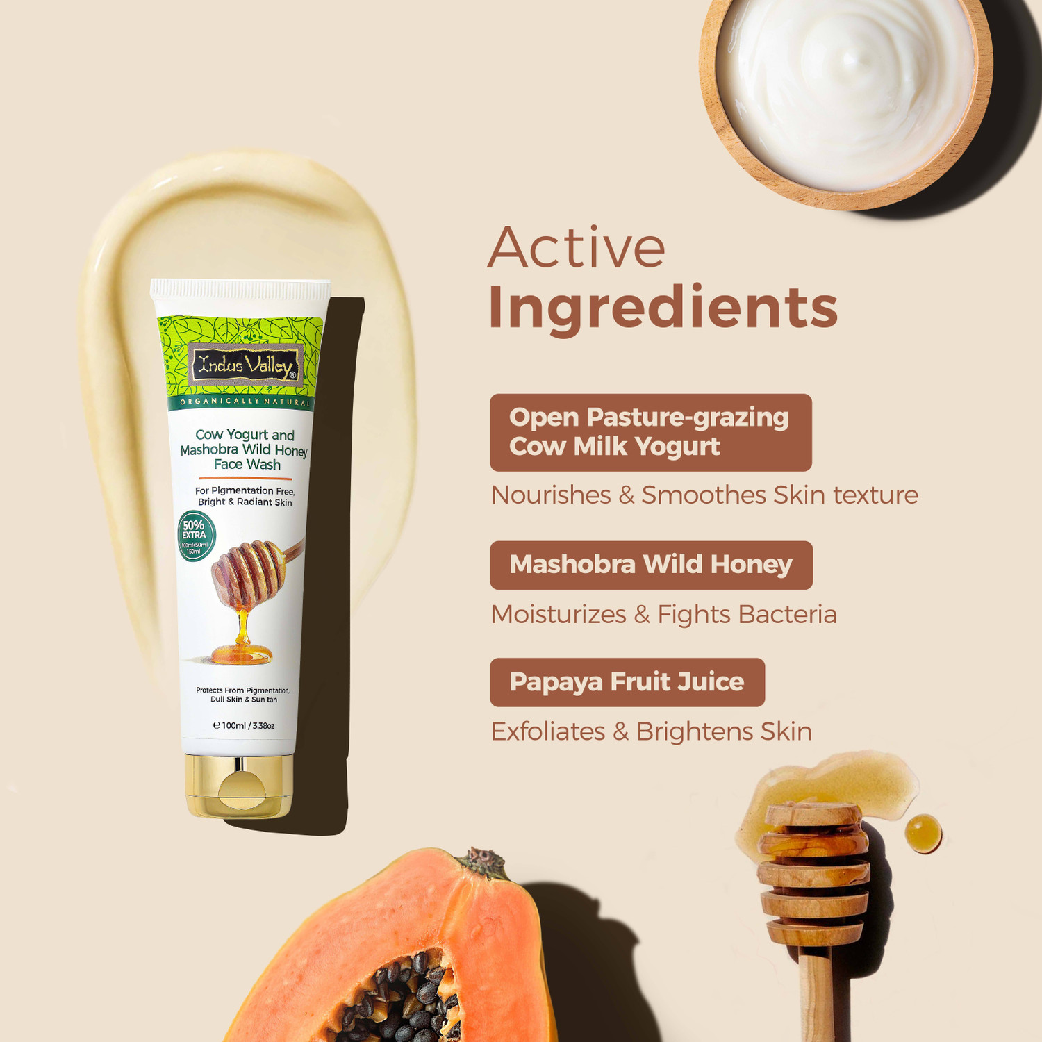 Image of Indus Valley Cow Yogurt & Mashobra Wild Honey For Pigmentation & Radiant Skin Face Wash