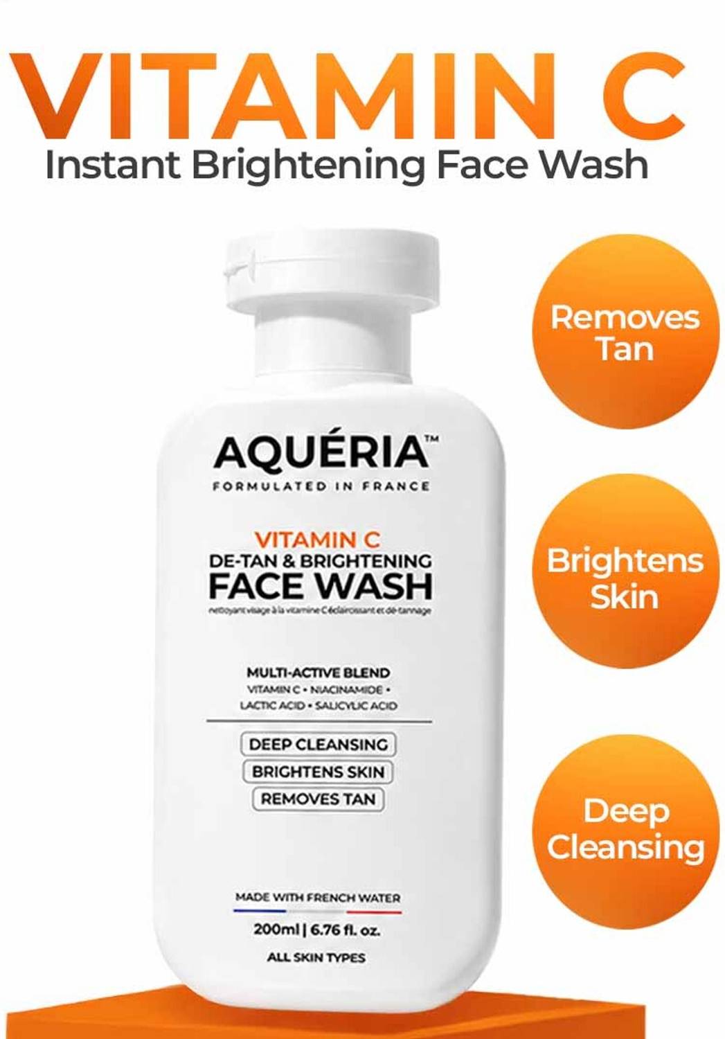 Aqueria De-Tan & Brightening Face Wash 100ml - Image 3