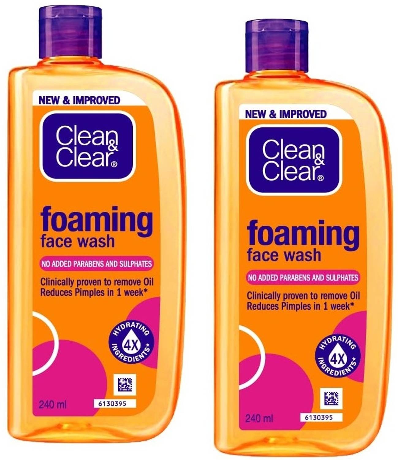 Clean and Clear Foaming Facewash for Oily Skin, Brown 2x240ml Fac
