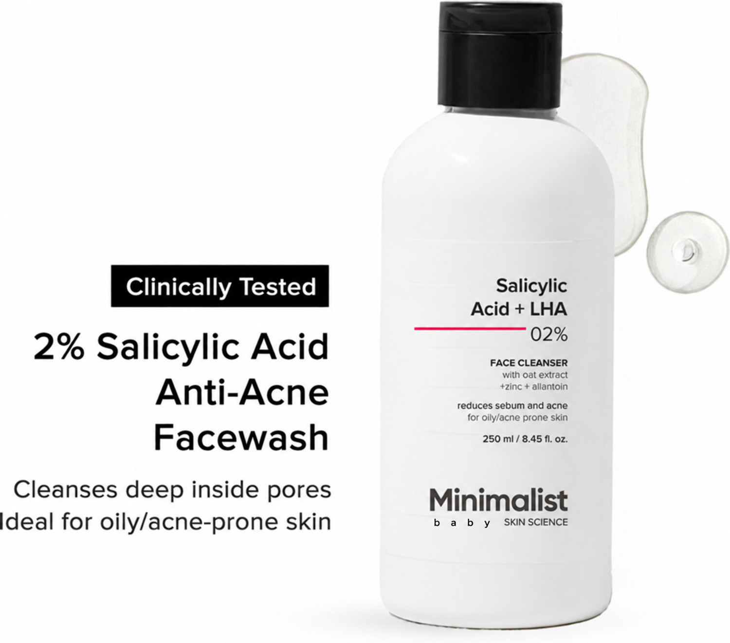 Image of MINIMALIST baby 2% Salicylic Acid For Oily Skin | Sulphate Free, Anti Acne Face Wash (200 ml)