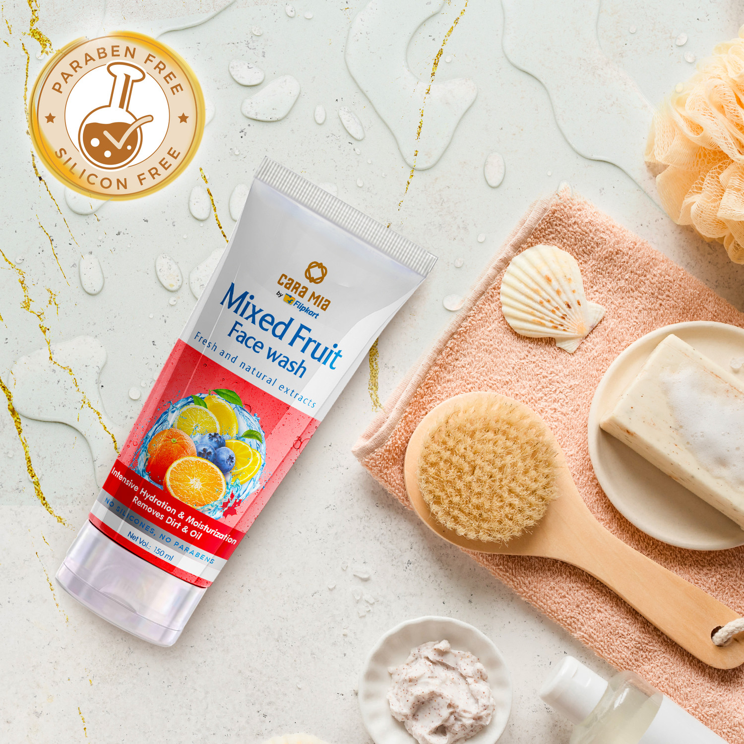 Image of Cara Mia By Flipkart Natural & Moisturising Mixed Fruit Face Wash