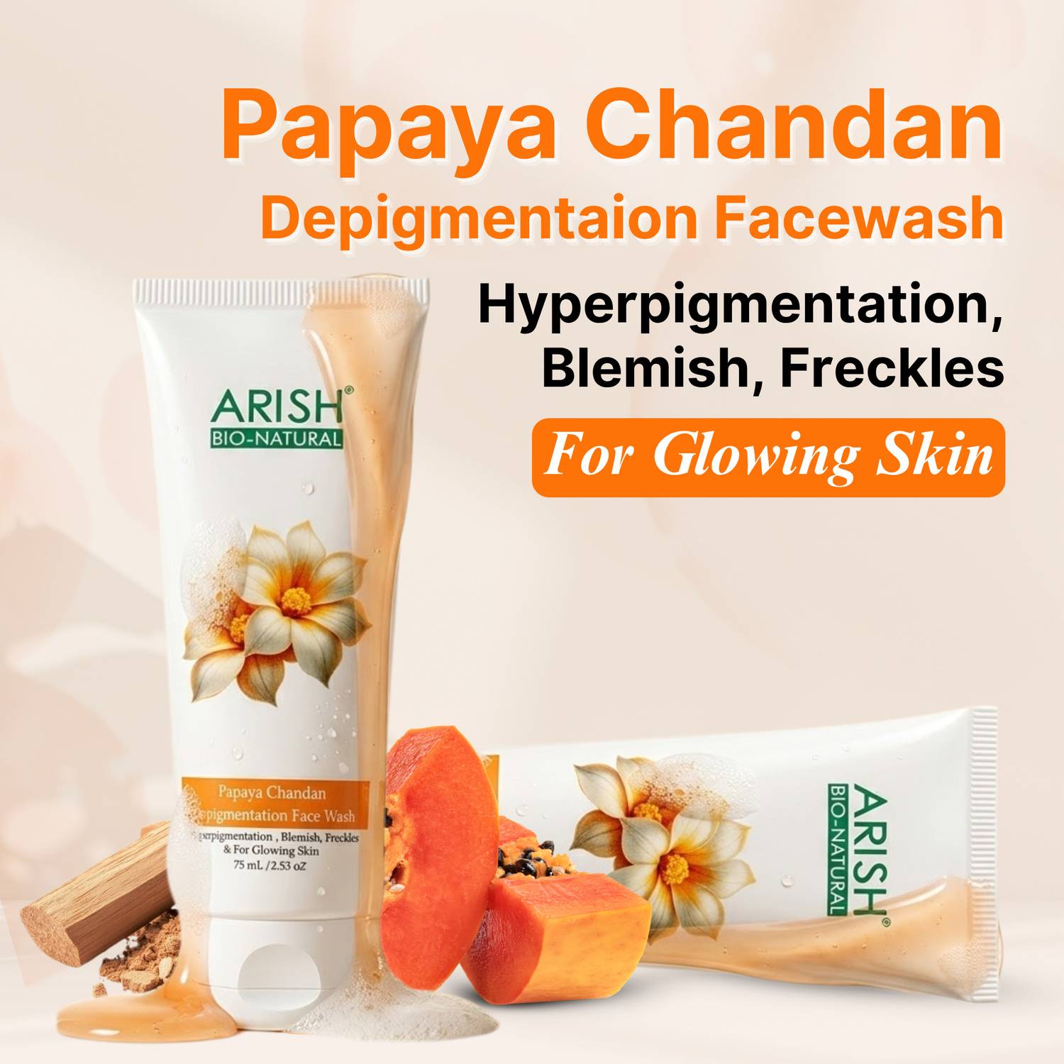 ARISH Papaya Chandan Depigmentation Face Wash - Image 2