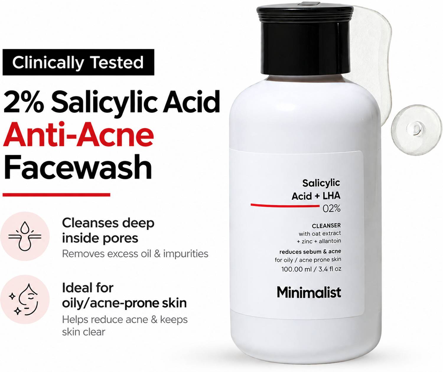 be Minimalist 2% Salicylic Acid Face Wash 100ml - Image 1