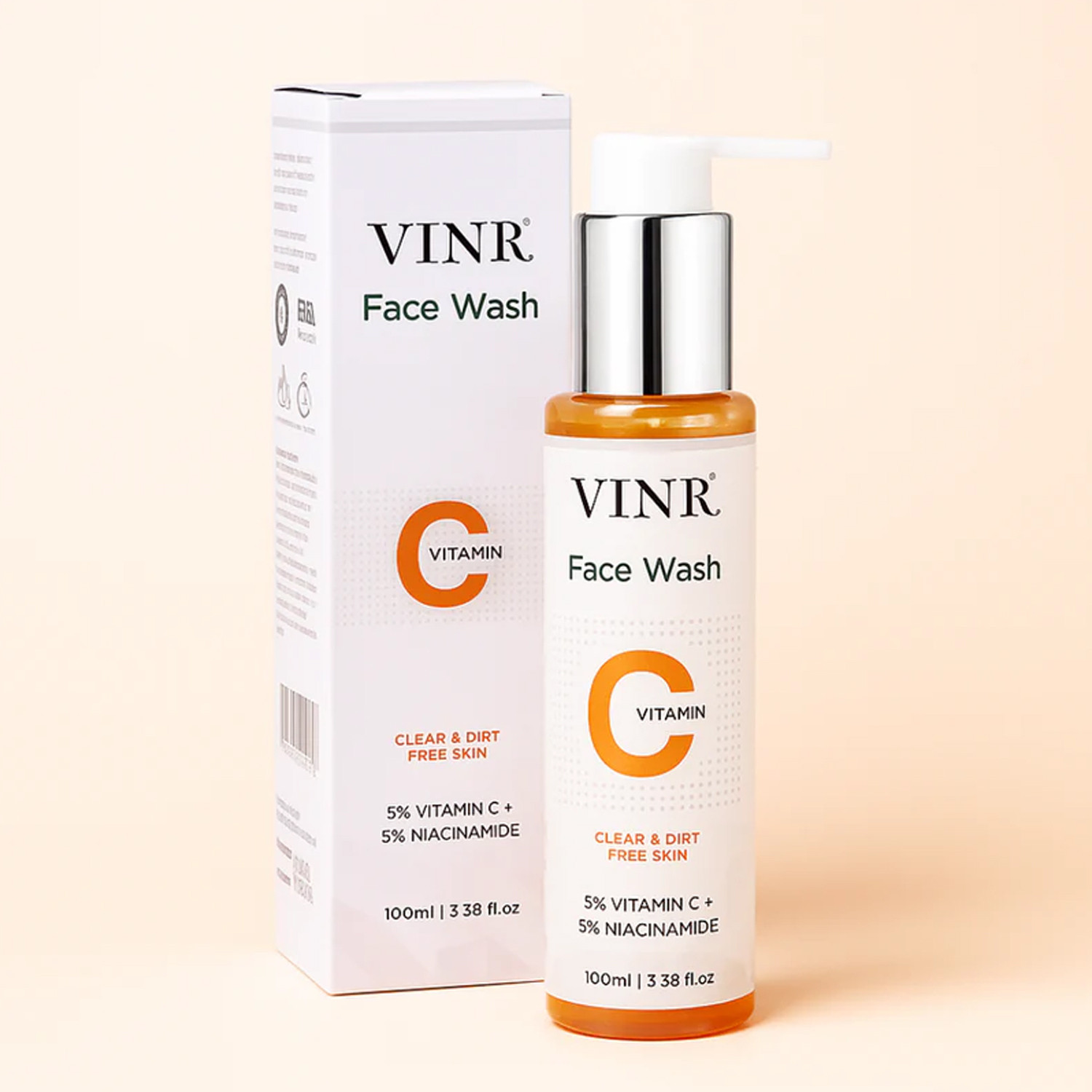 Image of VINR 5% Vitamin C Face Cleanser for Bright & Healthy Skin| Remove Dull Skin| Tan Removal|Cleanser for Deep Pore Cleansing| All Skin Types| Suitable for Men and Women Face Wash