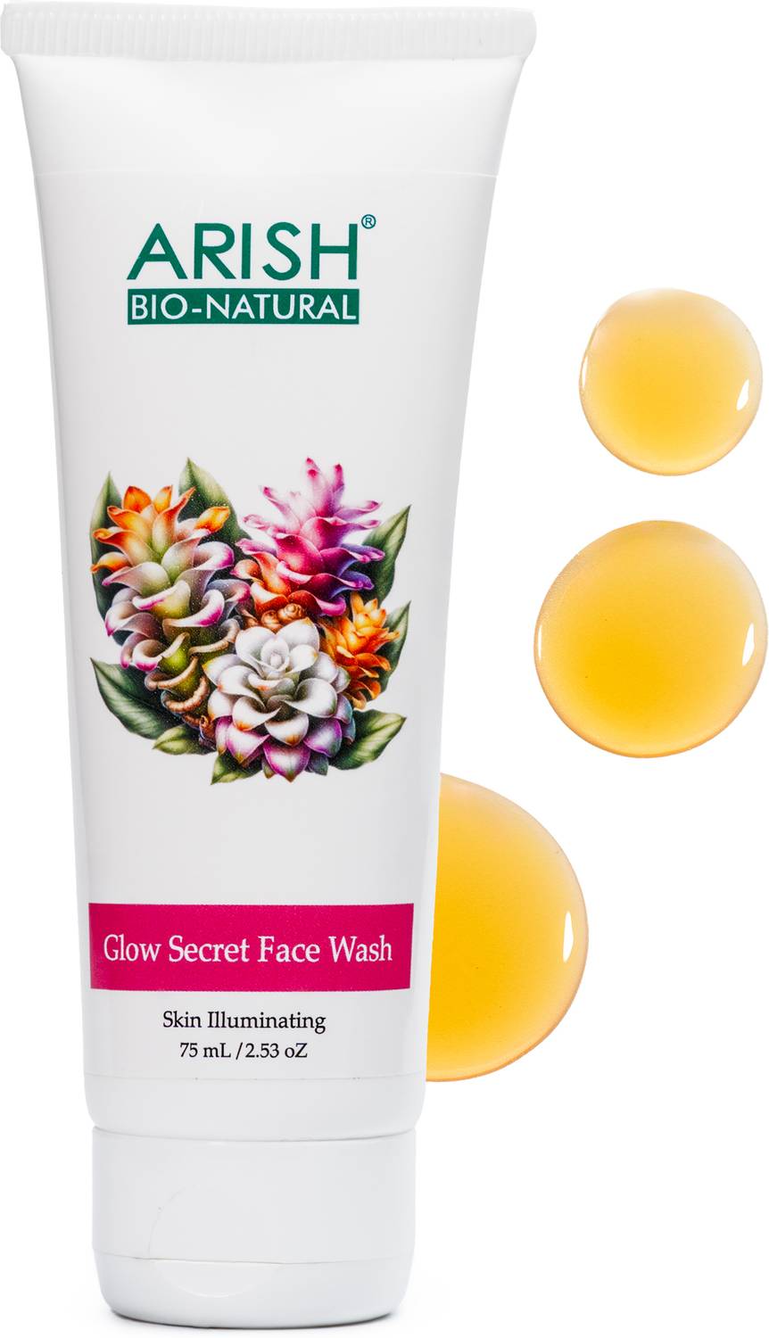 ARISH BIO-NATURAL Glow Secret  75 ml | Face Cleanser for Glowing & Bright Skin | Enriched with Haldi, Orange, Honey | Suitable for All Skin Types Face Wash