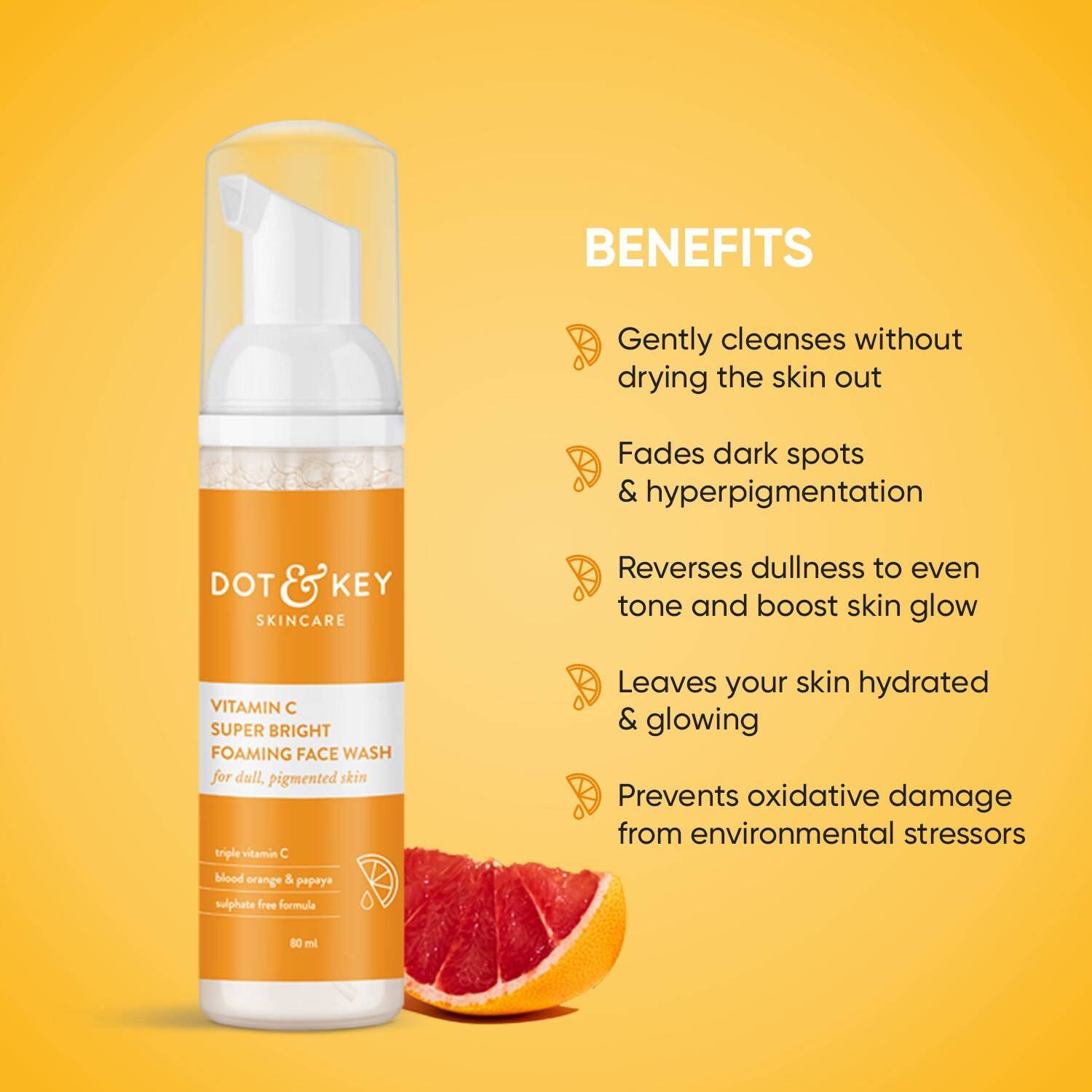 Dot & Key Vitamin C Super Bright Foaming Face Wash 80 ml - Image 2