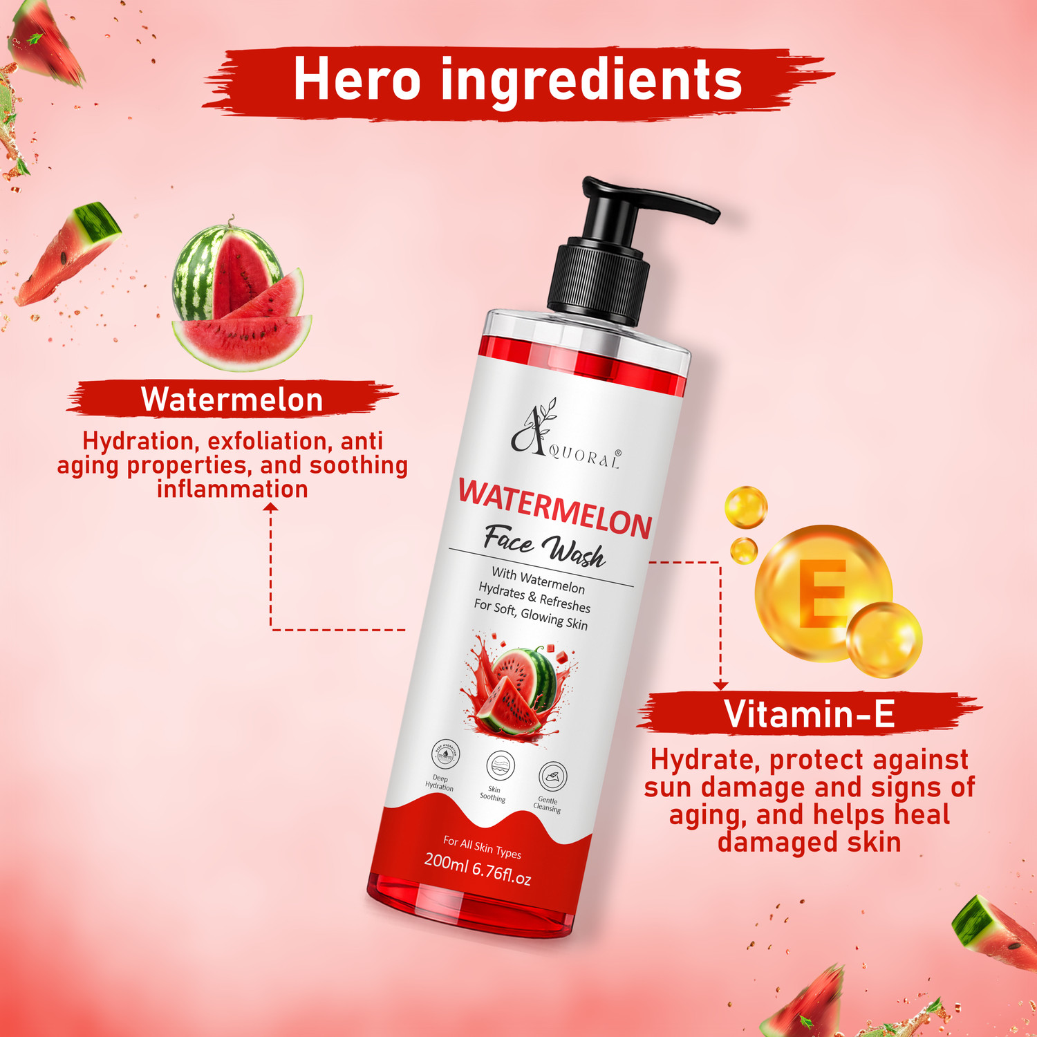 Image of AQUORAL Watermelon for Hydrates & Refreshes For Soft, Glowing Skin Face Wash