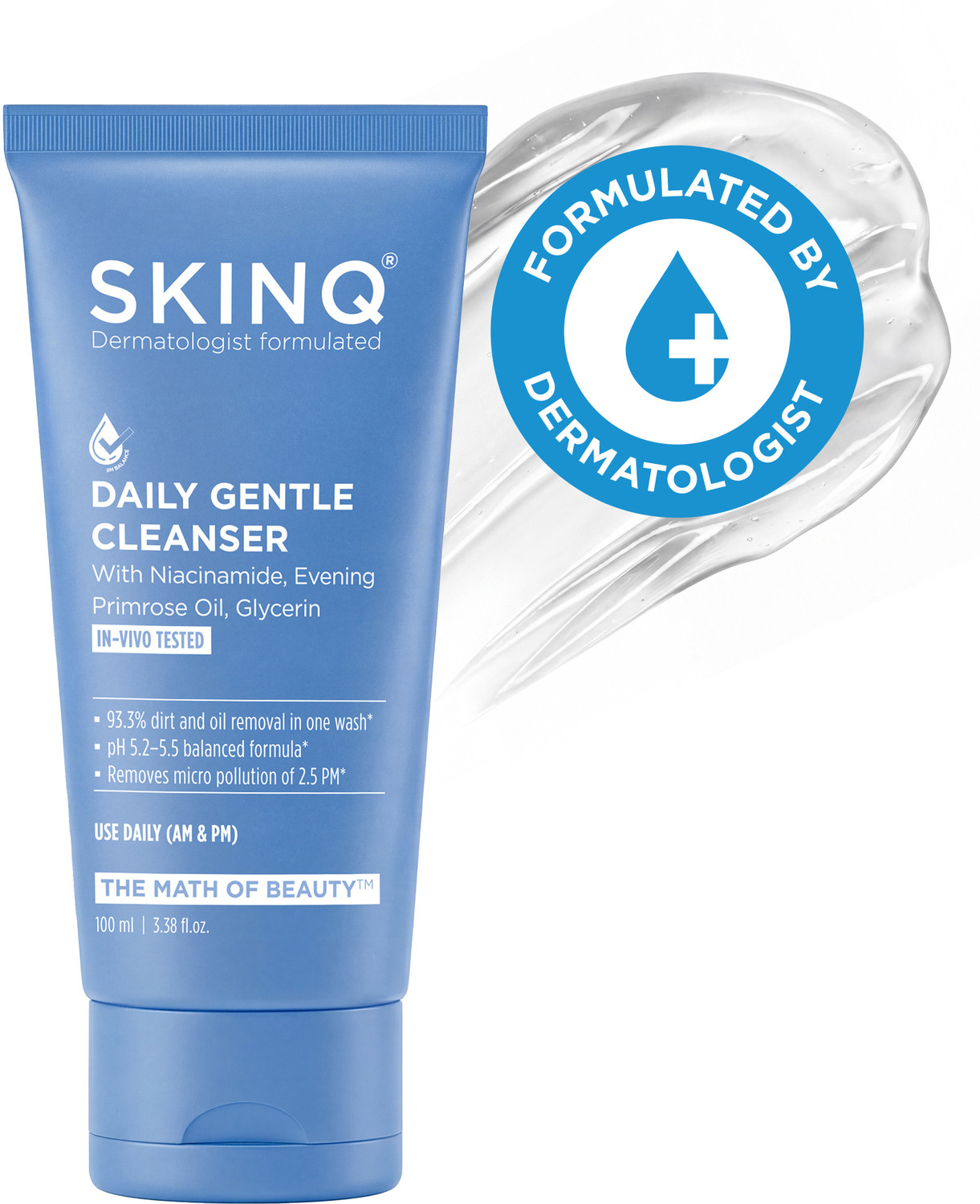 Image of SKINQ Daily Gentle Cleanser with Evening Primrose Oil, Niacinamide & Glycerin | Removes Oil & Dirt | For All Skin Types | 100ml Face Wash