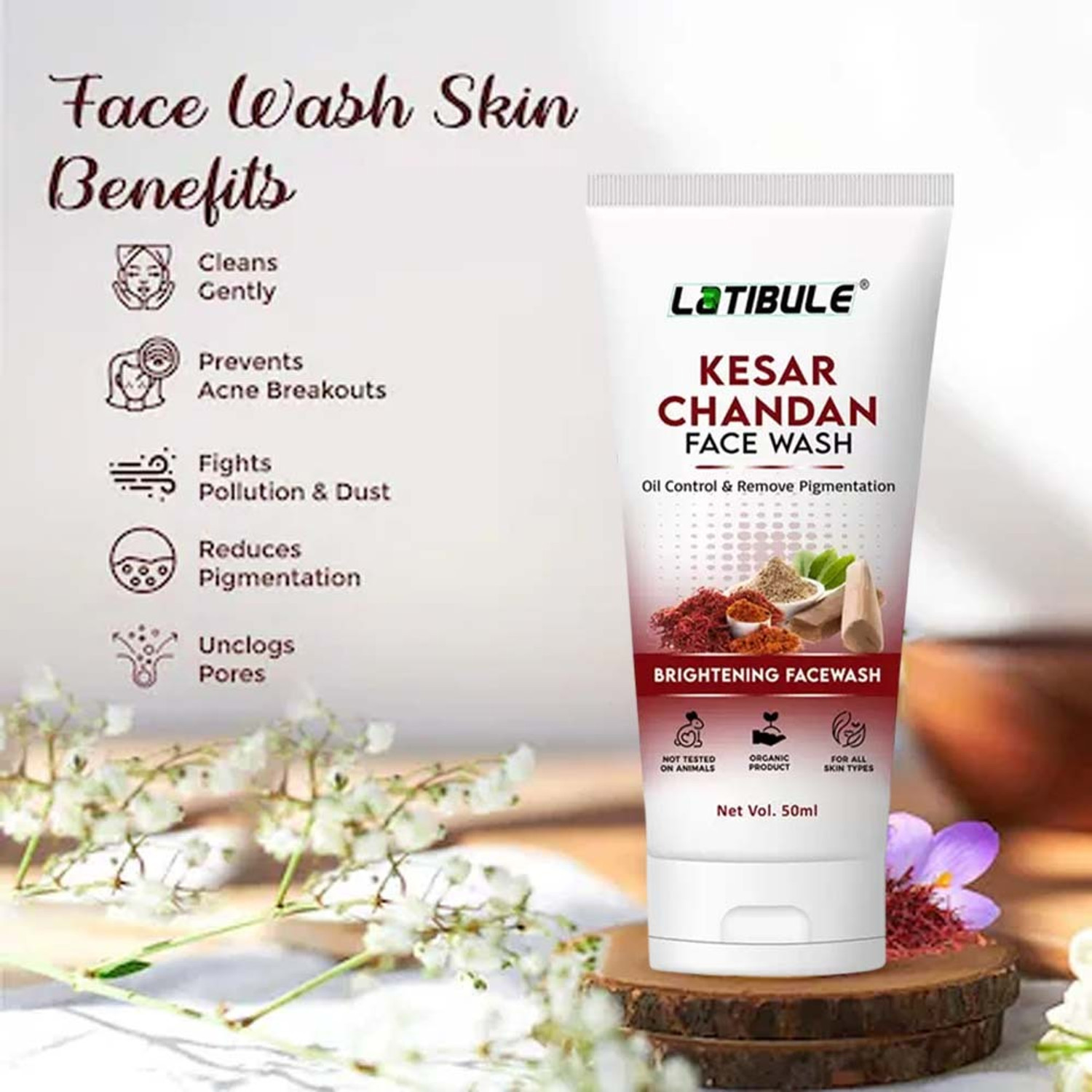 Image of Latibule Kesar with Natural Extracts for Bright & Glowing Skin | All Skin Types Face Wash