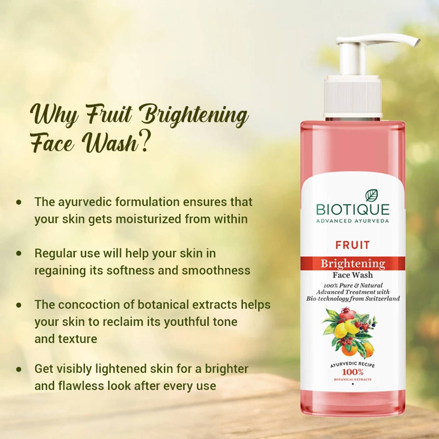 BIOTIQUE Fruit Brightening Face Wash 100ml - Image 4