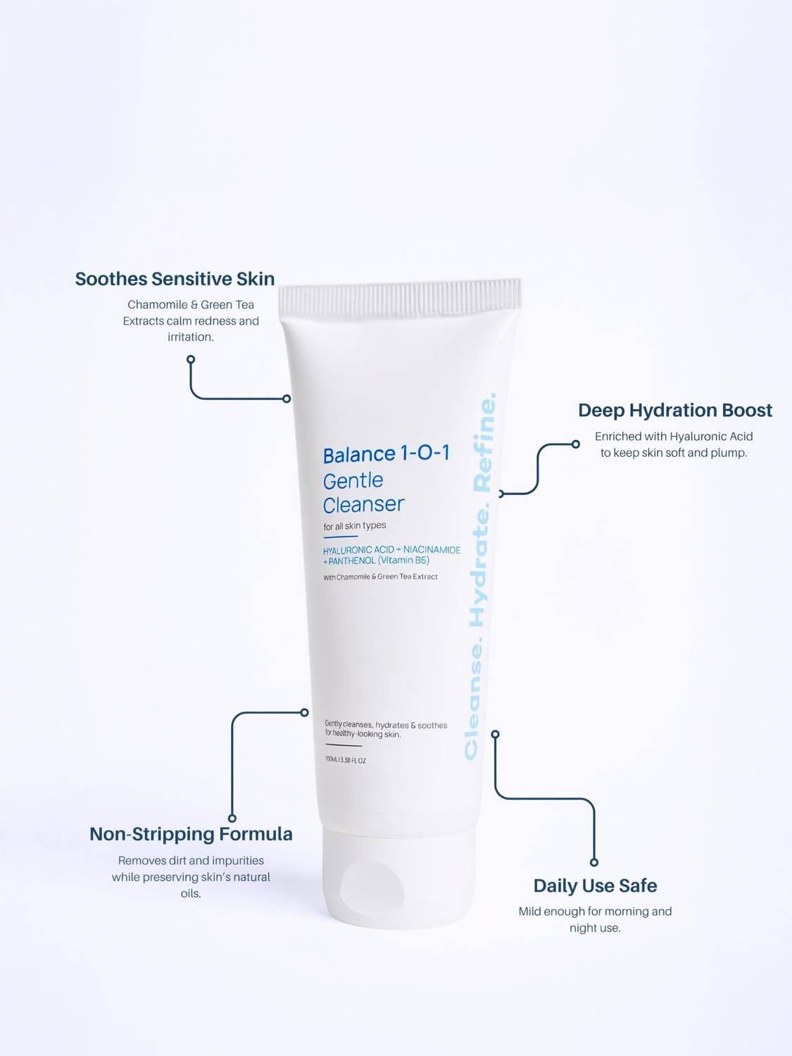 SAYY Balance 1-O-1 Gentle Hydrating Face Cleanser with Niacinamide & Hyaluronic Acid Face Wash