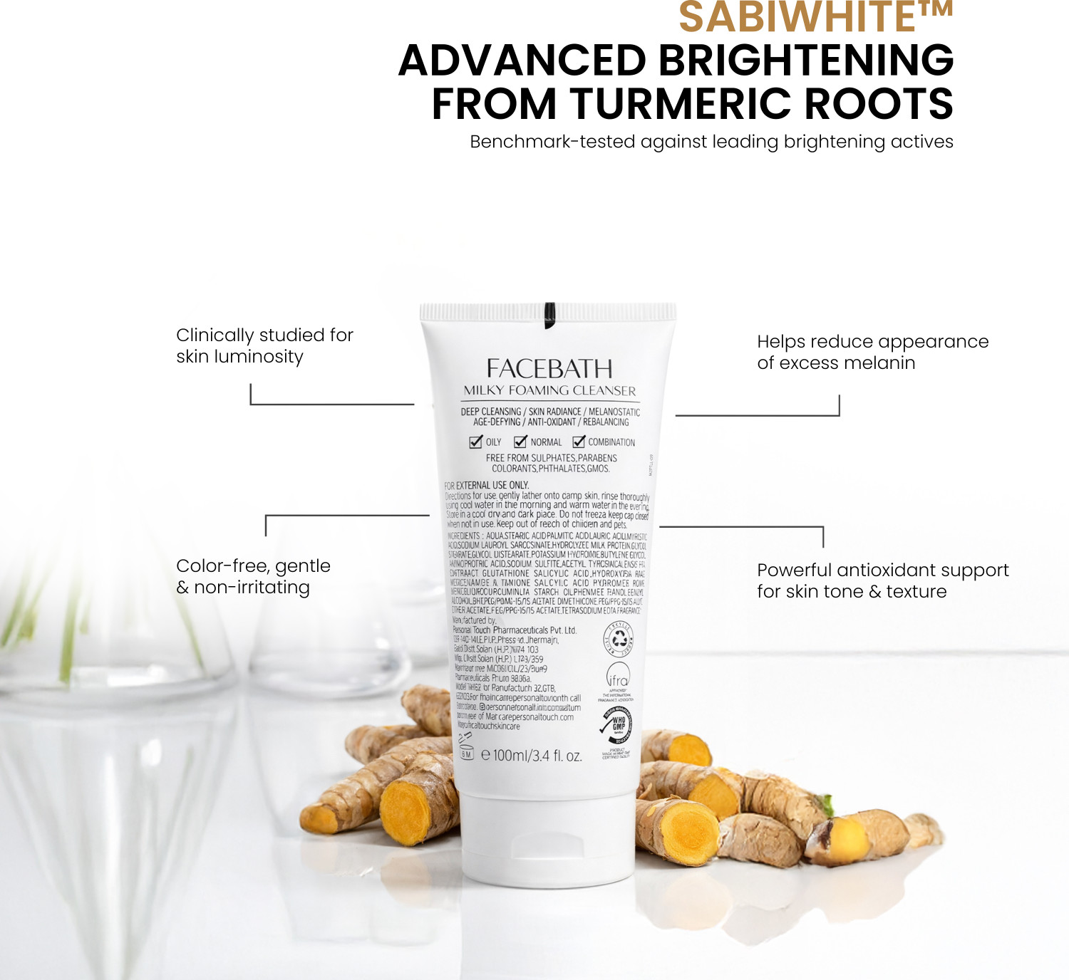 Image of PERSONAL TOUCH SKINCARE Milky Face Cleanser for Men & Women 50ml Salicylic Acid, Niacinamide & Tea Tree Face Wash