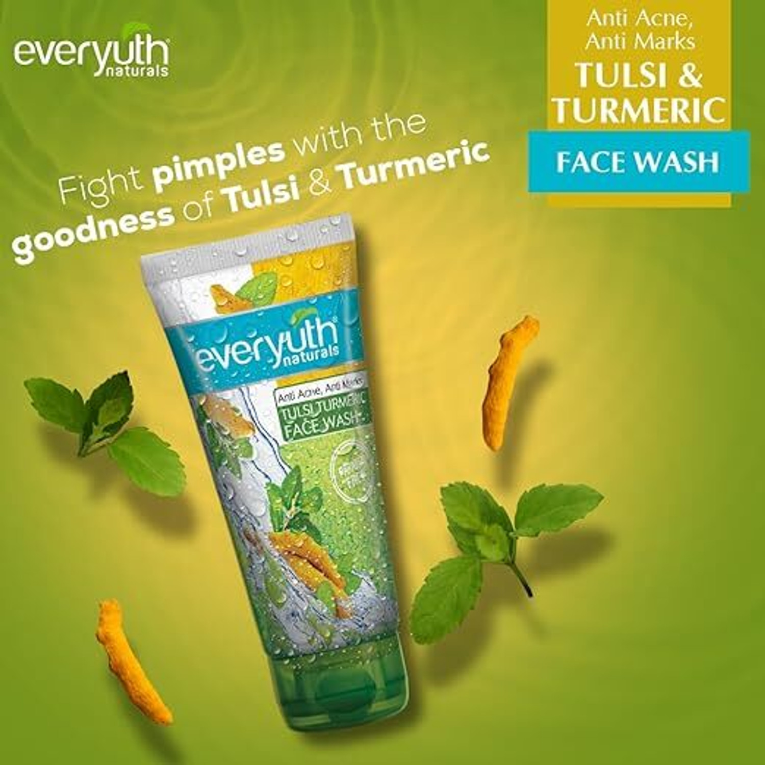 Image of Everyuth Naturals Anti Acne Anti Marks Tulsi Turmeric Gentle Exfoliation&Blemish Control (300 g) Face Wash