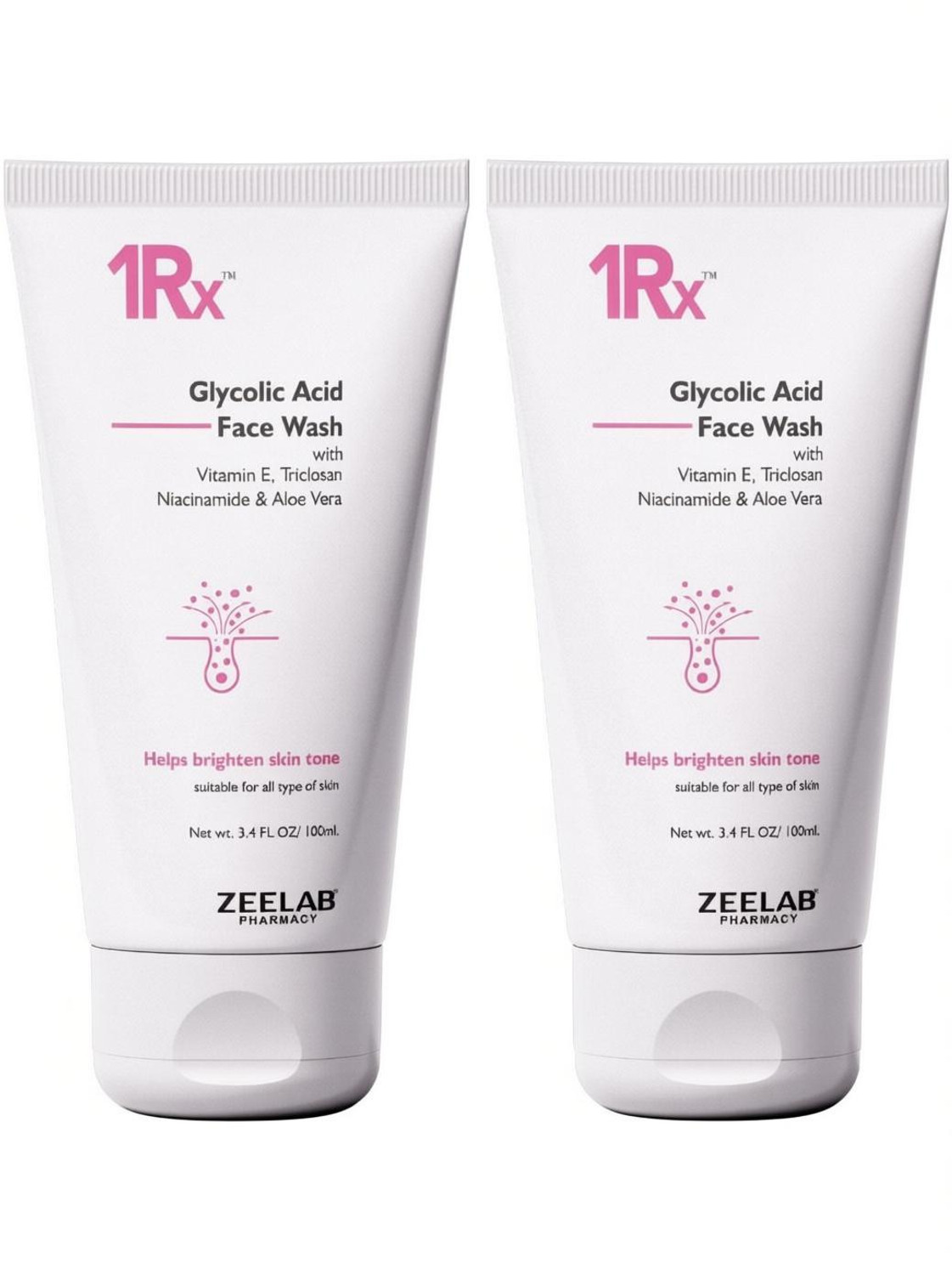 Image of ZEE LAB 1RX Glycolic with Aloe Vera & Niacinamide Pack of 2 Face Wash