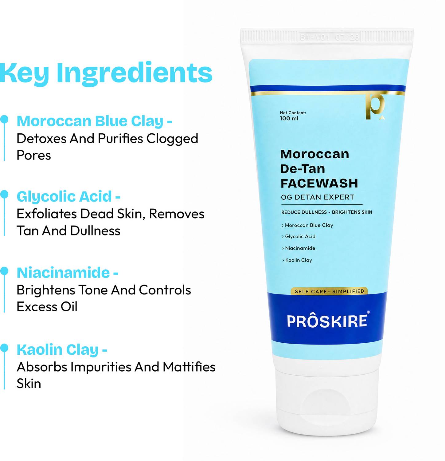 Proskire Moroccan De-Tan Face Wash with Blue Clay - Image 4