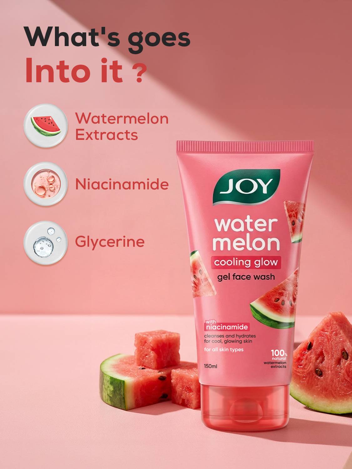 Joy Watermelon with Niacinamide Face Wash 150ml - Image 3