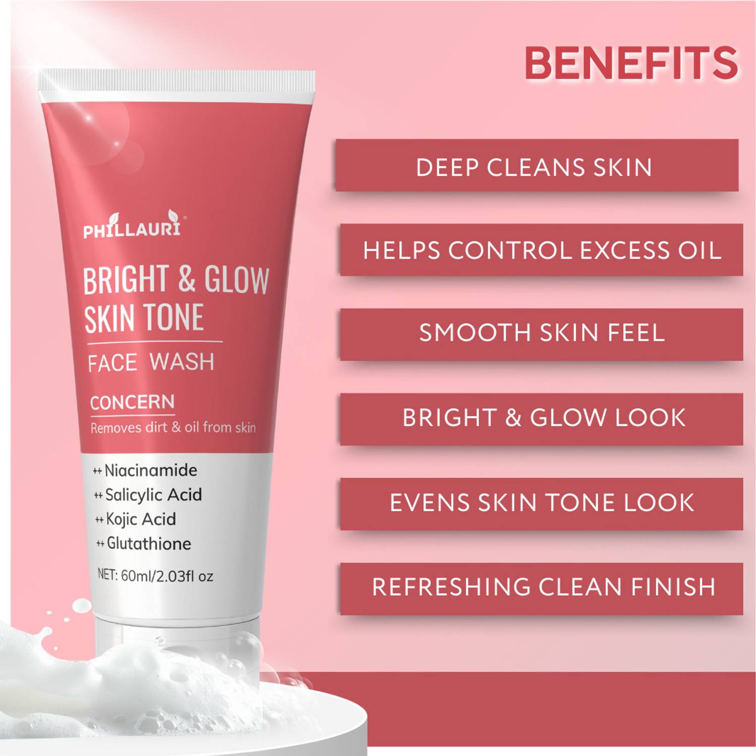 Phillauri Bright & Glow Skin Tone for Removes dirt & oil from skin Face Wash