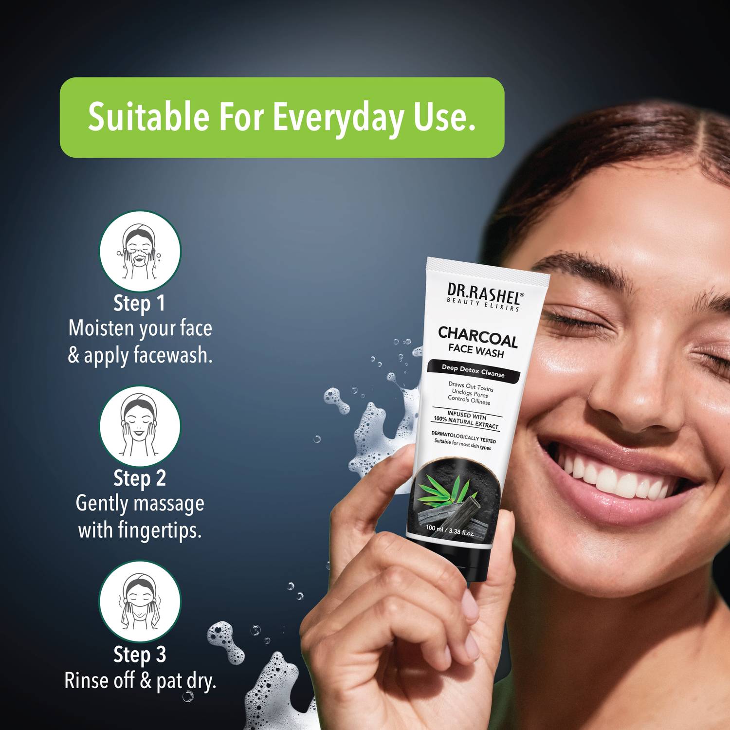 DR.RASHEL Charcoal Face Wash 100 ml - Image 5