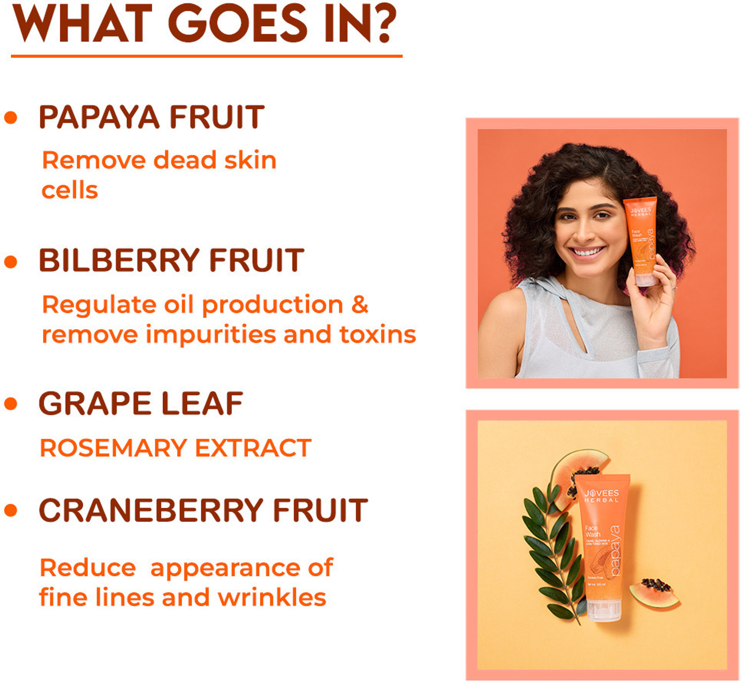 Image of Jovees Herbal - Papaya-120 ml Face Wash