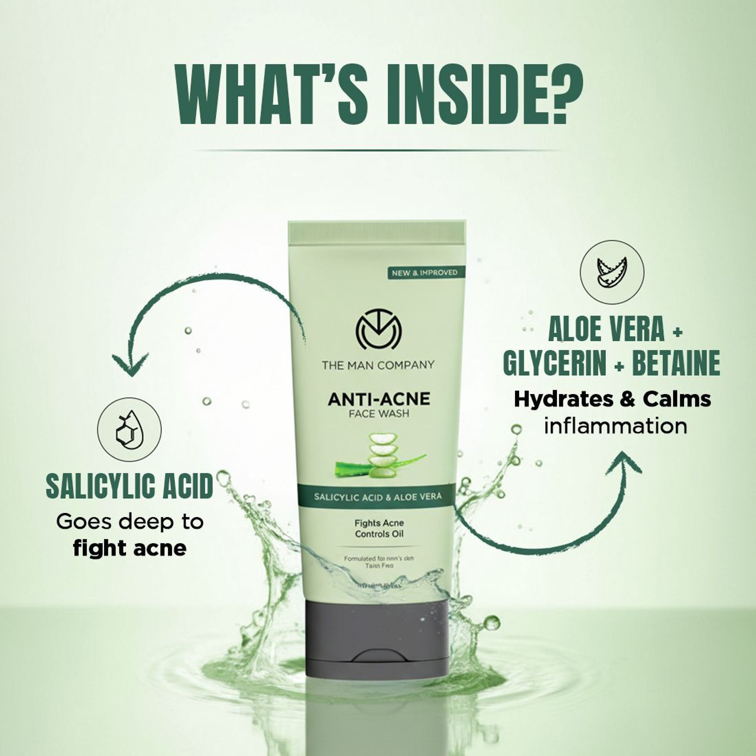 Image of THE MAN COMPANY Anti-Acne Facewash for Pimples & Blackheads Aloe Vera & Salicylic Acid Men's Face Wash