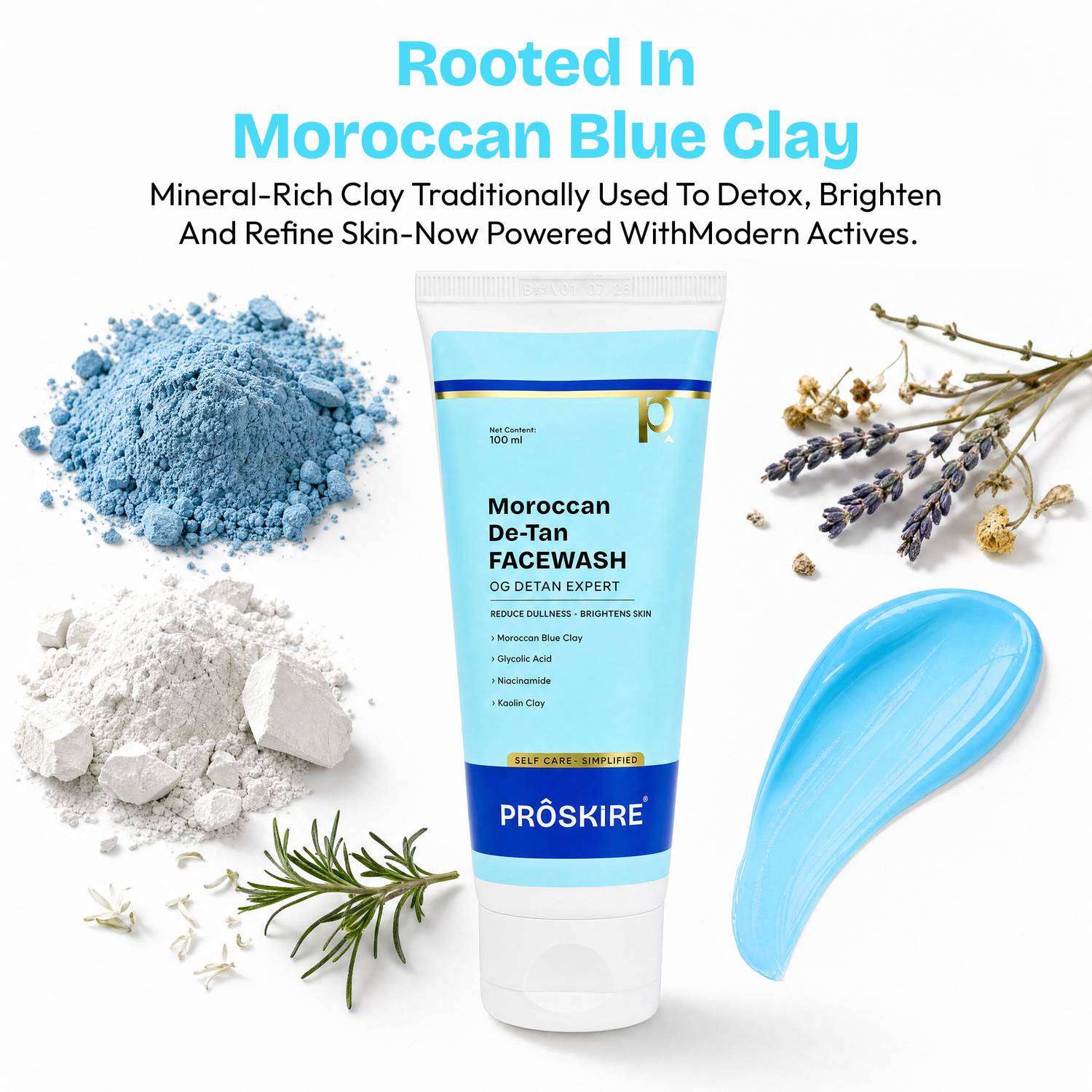Proskire Moroccan De-Tan Face Wash with Blue Clay - Image 3