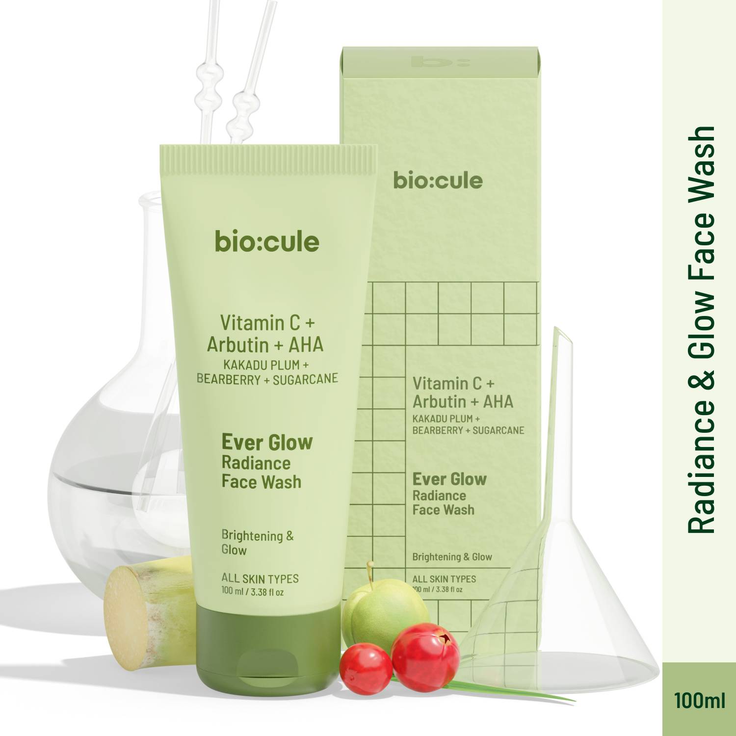 biocule Ever Glow Radiance for Glowing Skin, with Vitamin C, Arbutin & AHA Face Wash