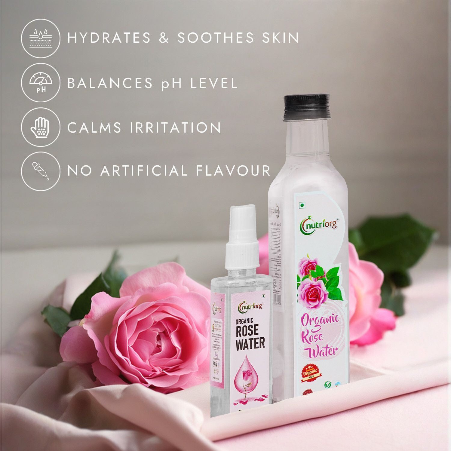 Image of Nutriorg Certified Organic Rose Water 250ml (Pack of 4) Face Wash