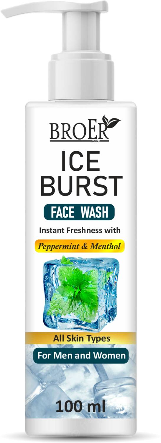 BROER Ice Burst Oil Clear Facewash For Instant Freshness & Fairness | Icy Cool Mint Face Wash