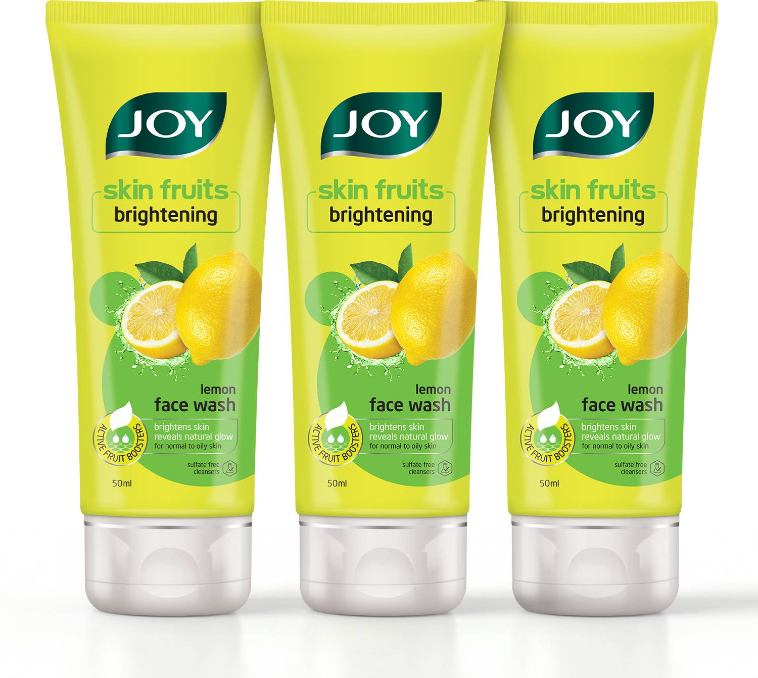 Joy Skin Fruits Lemon Brightening (Pack of 3X50) For Oily Skin Face Wash