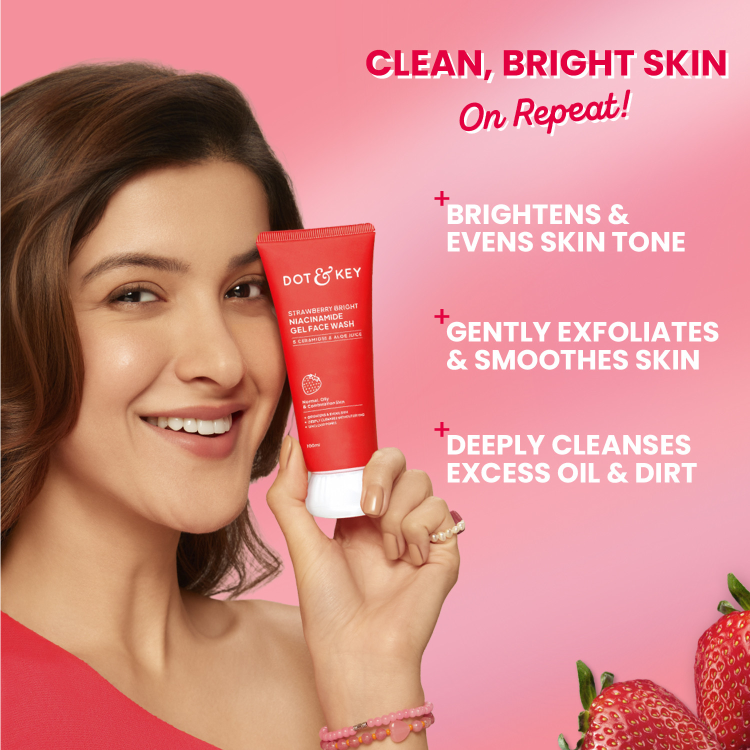 Image of Dot & Key Strawberry Bright Niacinamide Gel Face Wash