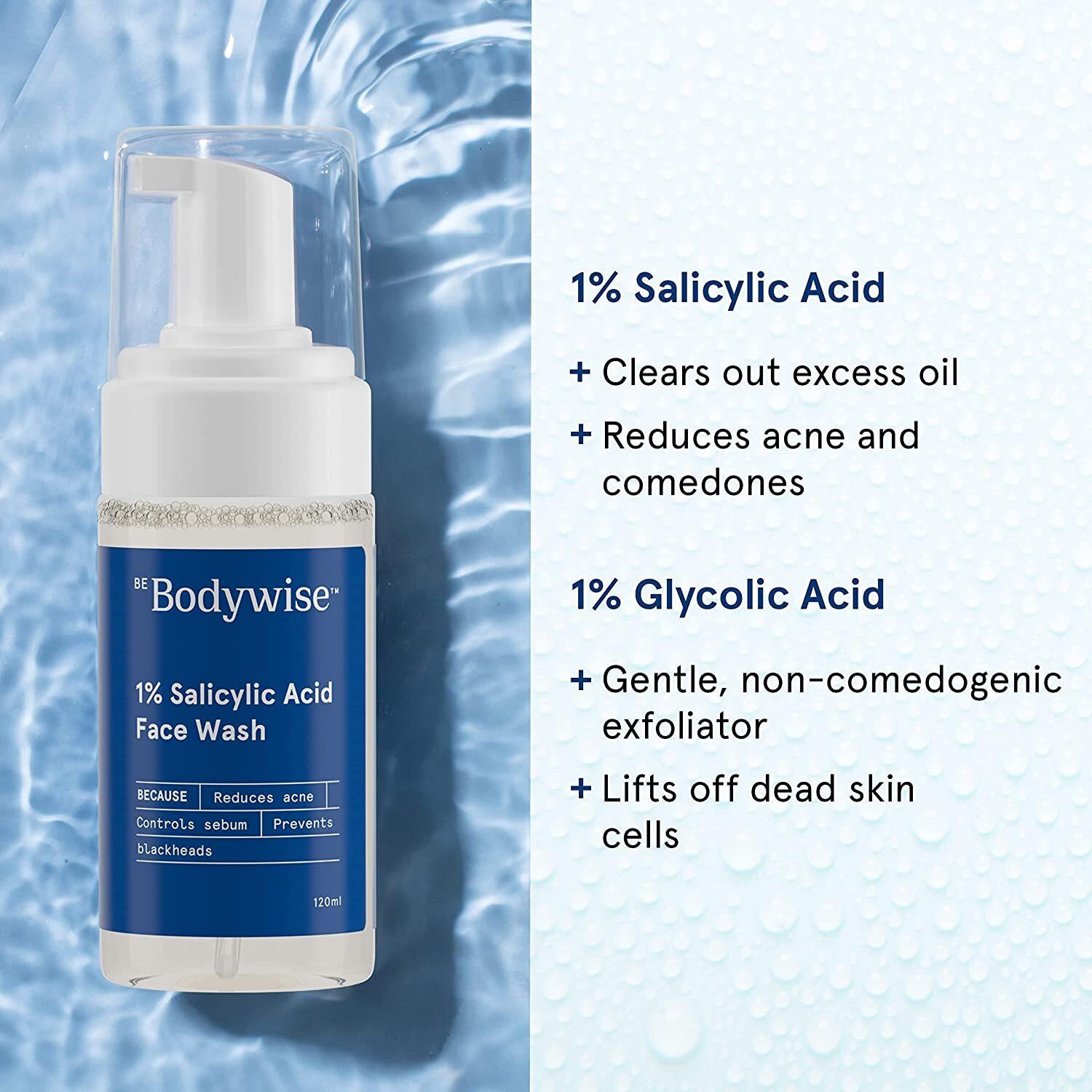 Image of Be Bodywise 1% Salicylic Acid, Oil Control for Acne, Pimples | Paraben & Soap Free Face Wash