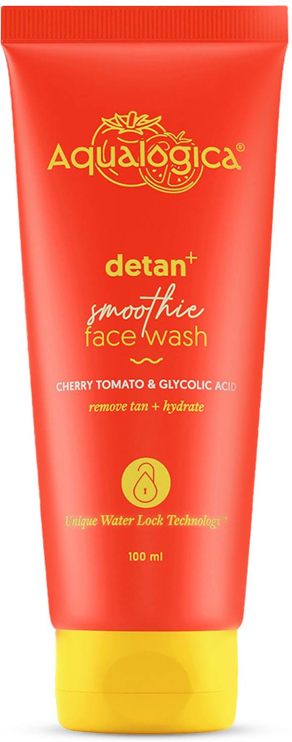 Aqualogica Detan+ Smoothie Facewash with Cherry Tomato & Glycolic Acid | Facial Cleanser | Gently Cleanses & Reduces Tan Face Wash